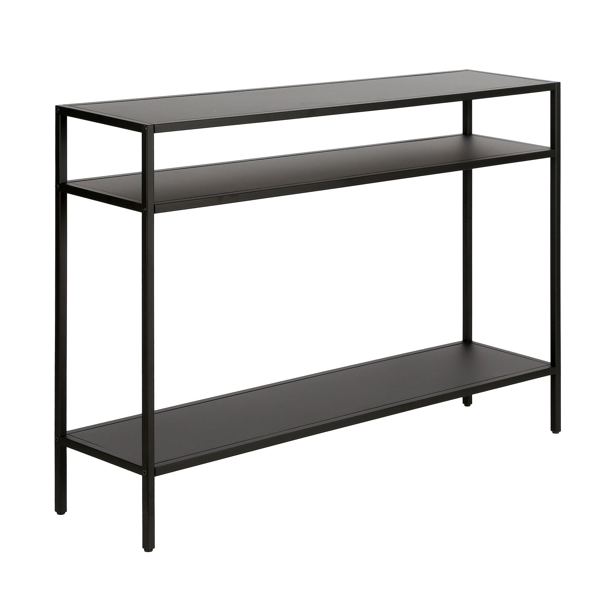 Evelyn&Zoe Ricardo 42" Wide Rectangular Console Table with Metal Shelves, Blackened Bronze