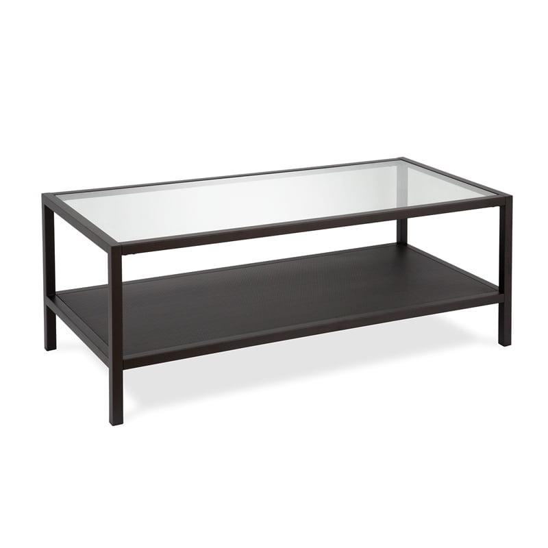 Rigan 45" Blackened Bronze Metal & Glass Rectangular Coffee Table