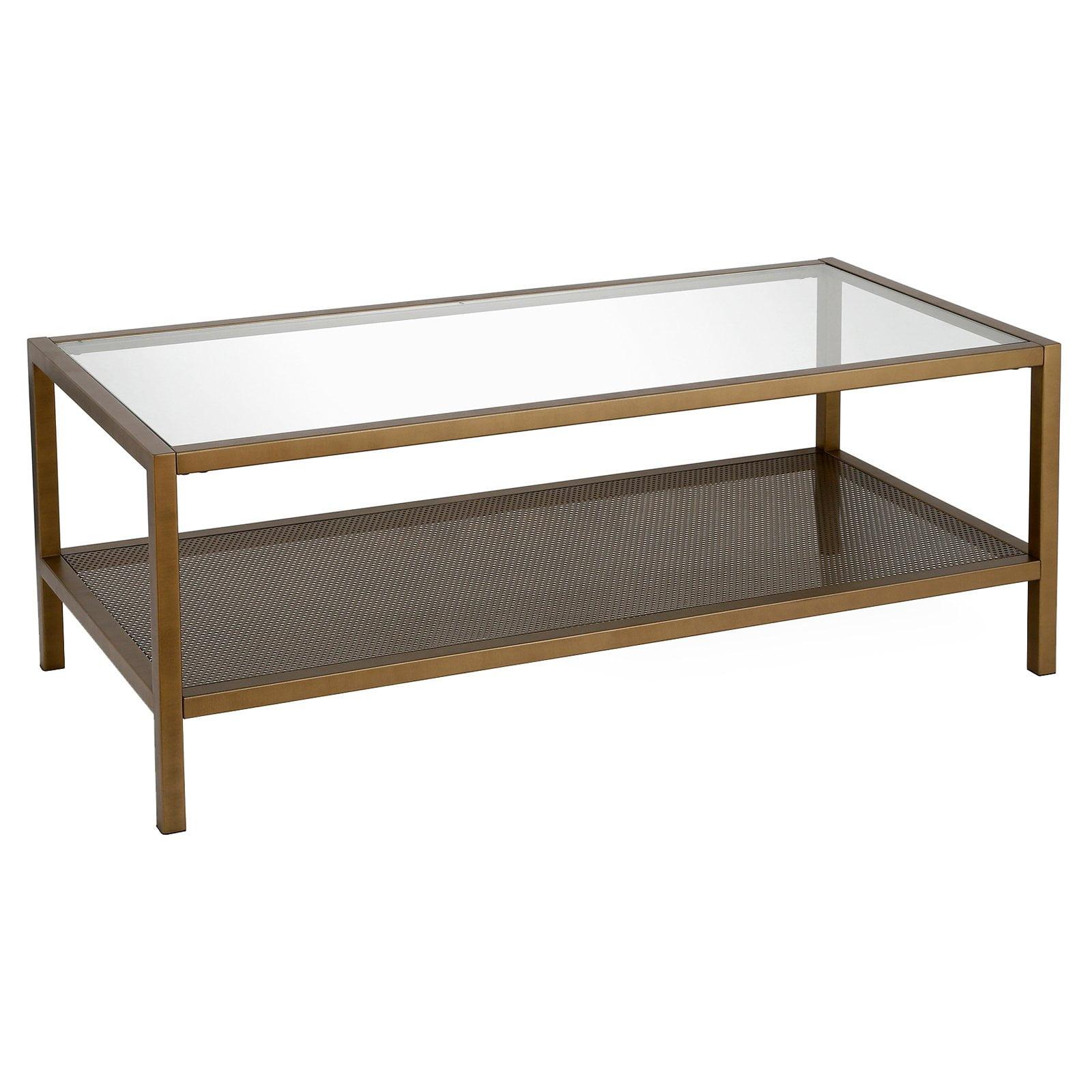 Rigan Brass and Glass Rectangular Coffee Table