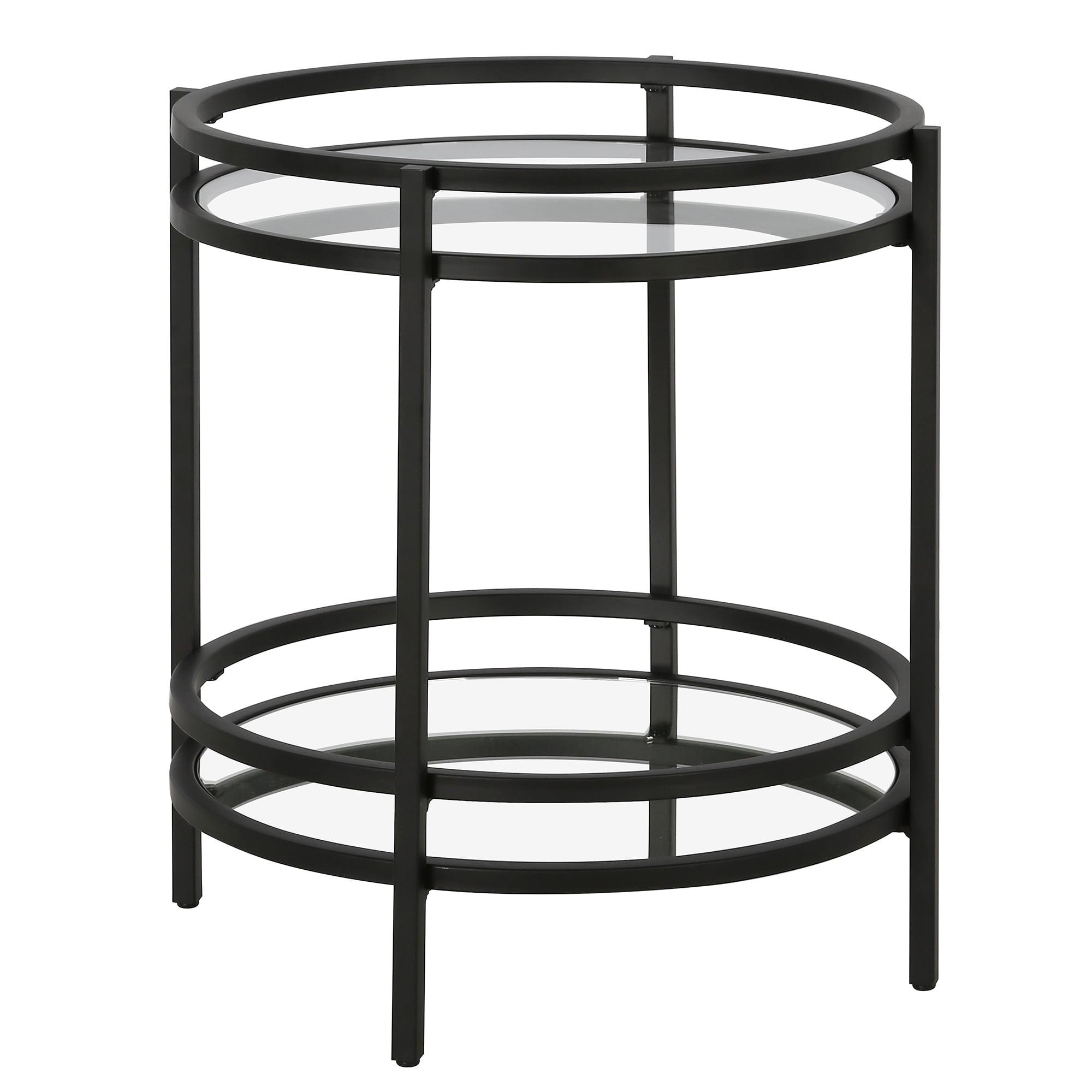 Evelyn&Zoe Robillard 20" Wide Round Side Table, Blackened Bronze