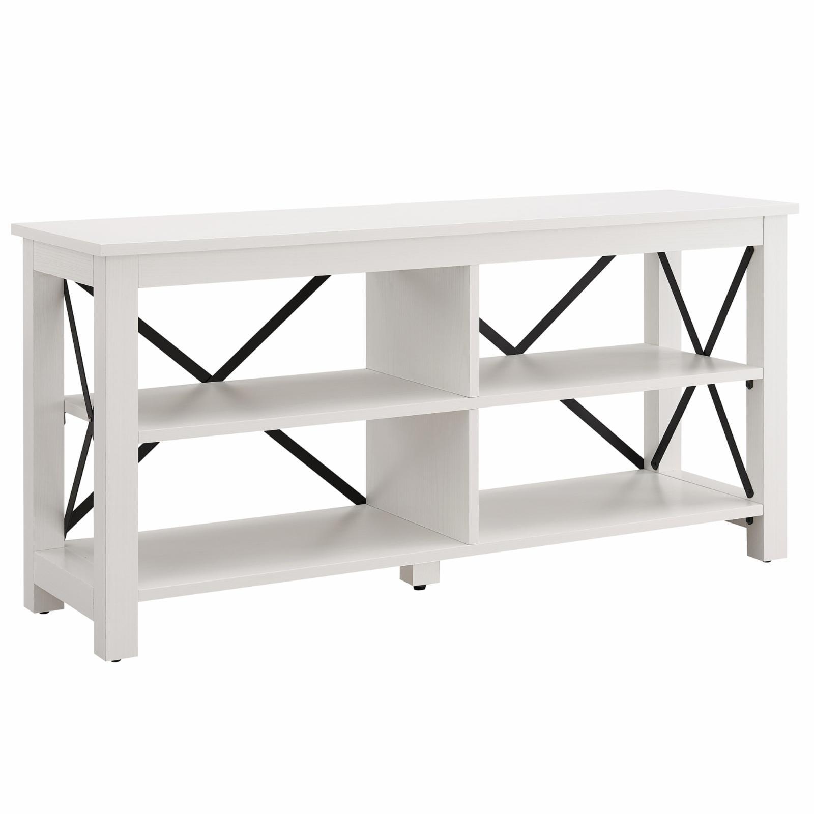 Sawyer Modern Farmhouse 55" White TV Stand with X-Shaped Accents