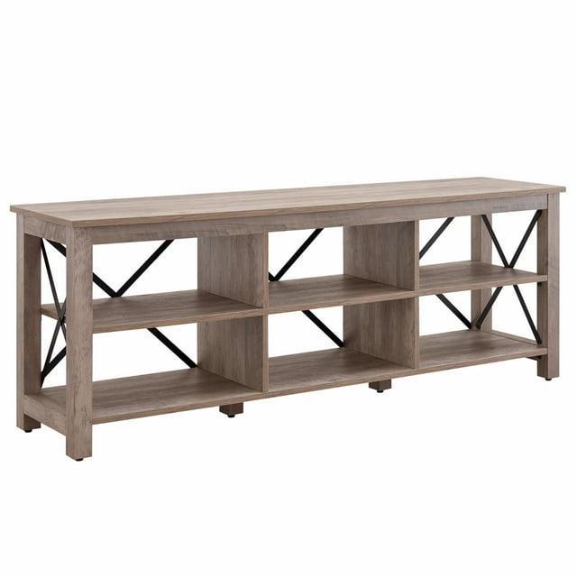 Evelyn&Zoe Sawyer Rectangular TV Stand for TV's up to 75", Gray Oak