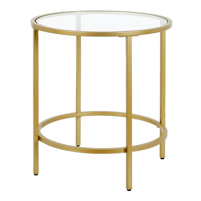 Evelyn&Zoe Sivil 20" Wide Round Side Table, Brass