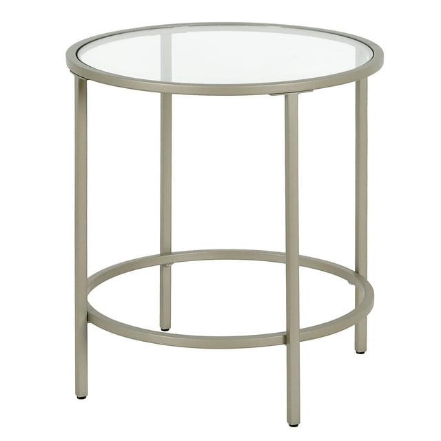 Evelyn&Zoe Sivil 20" Wide Round Side Table, Satin Nickel