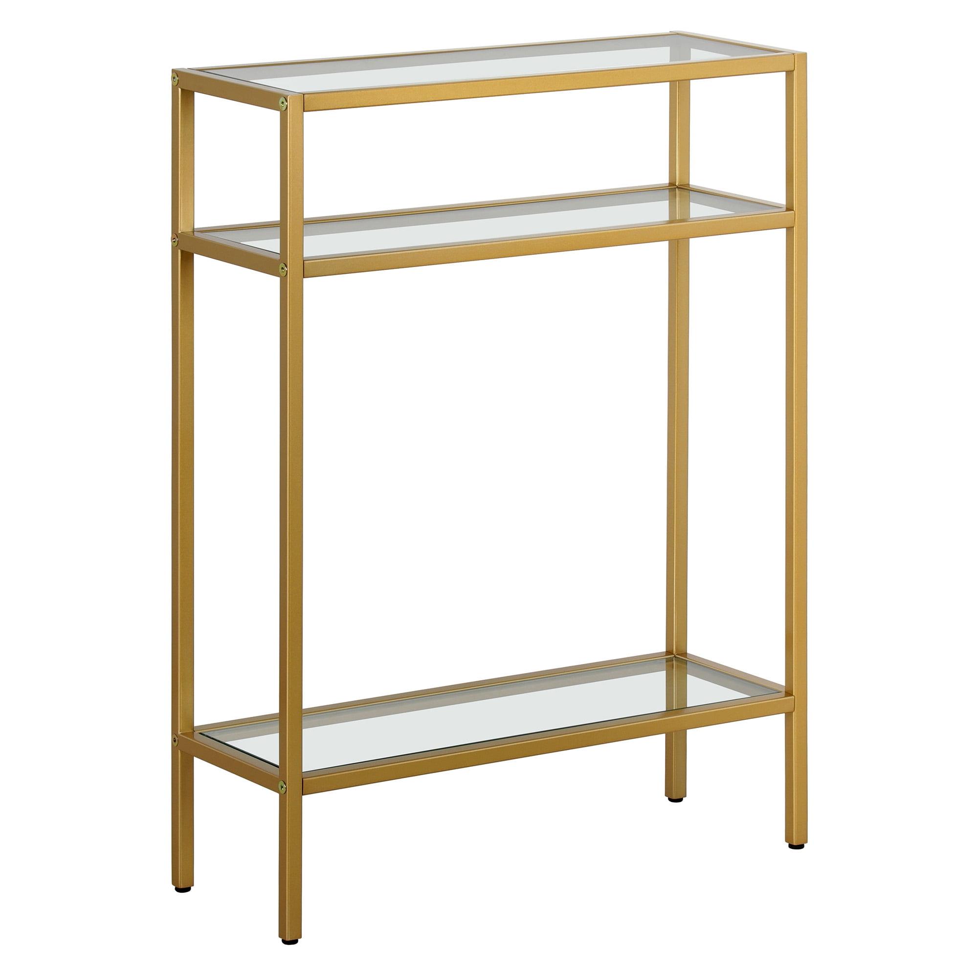 Siviline Compact Brass and Glass Console Table with Storage