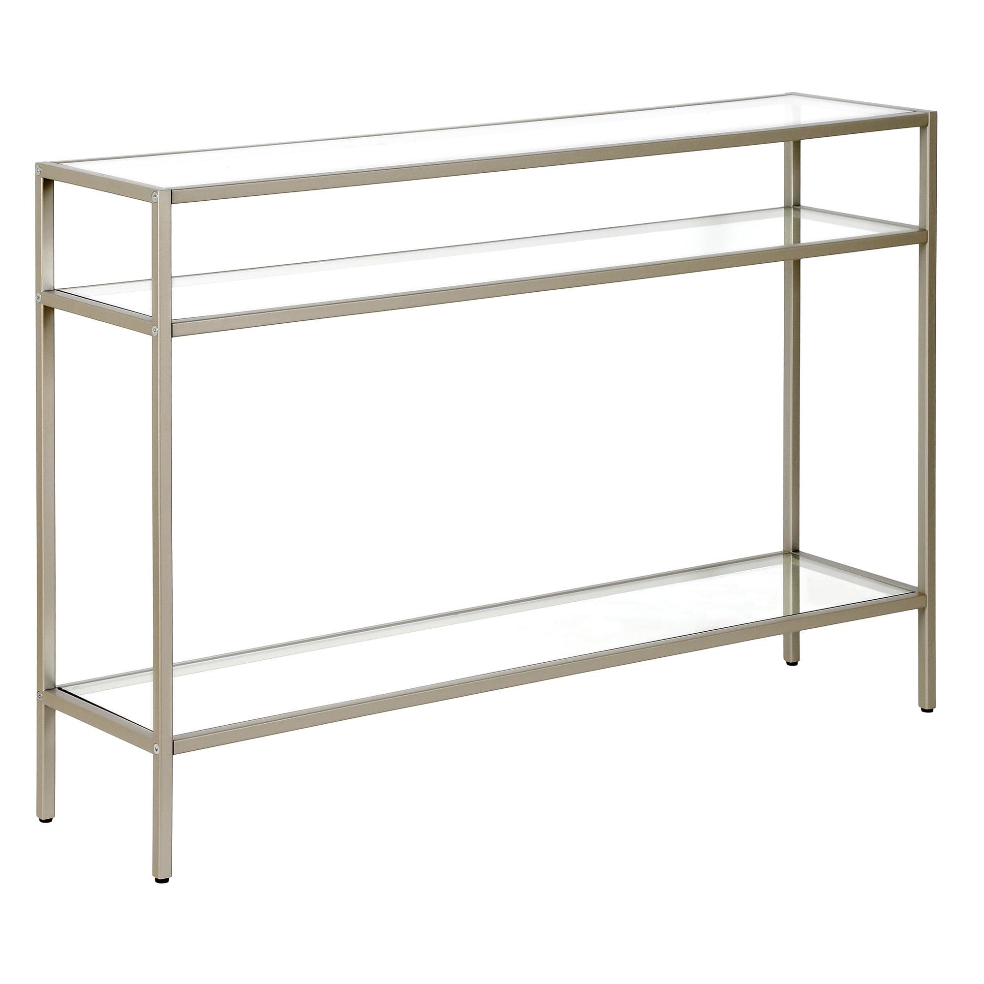 Evelyn&Zoe Siviline 42" Wide Rectangular Console Table, Satin Nickel