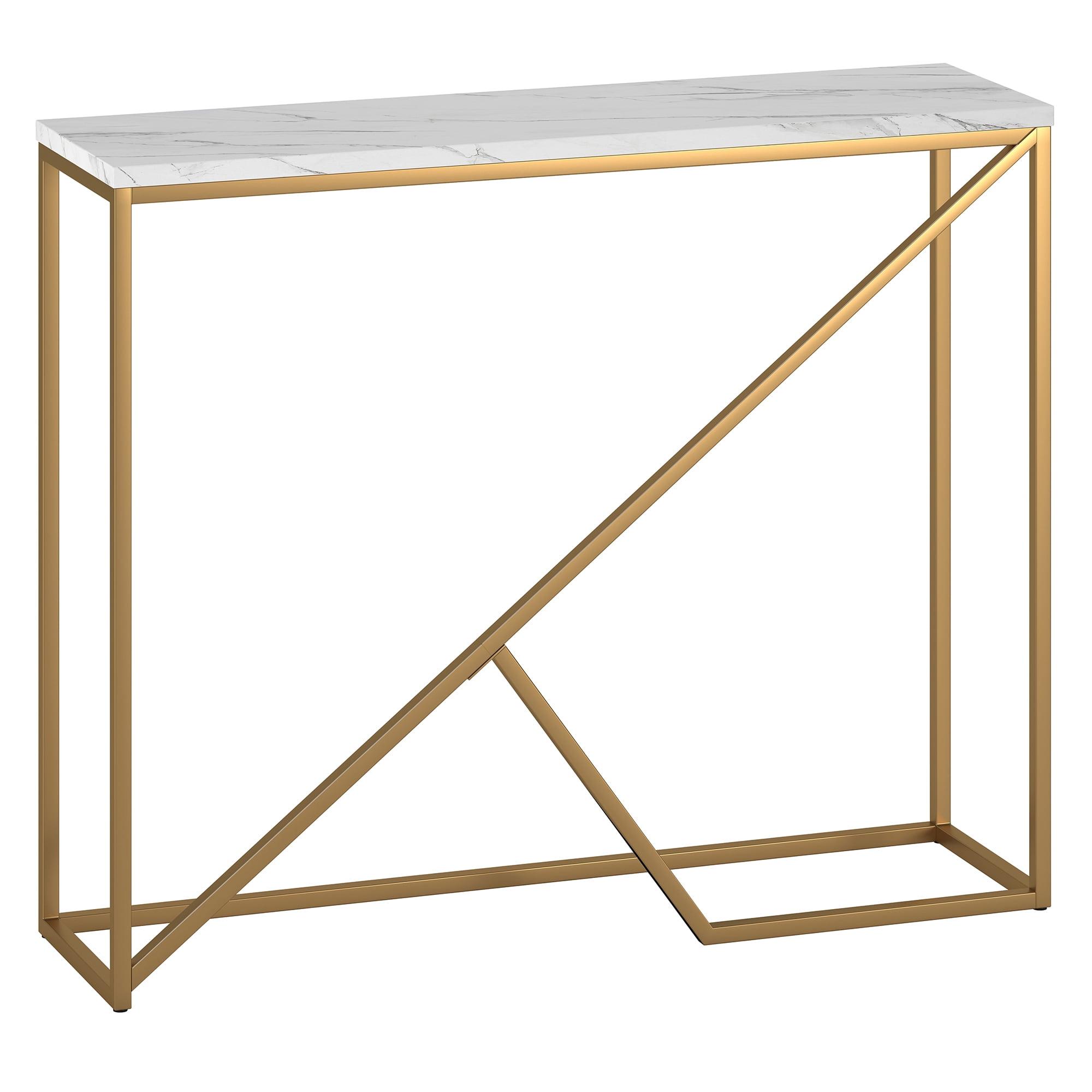 Stella Transitional 36" Brass & Faux Marble Console Table