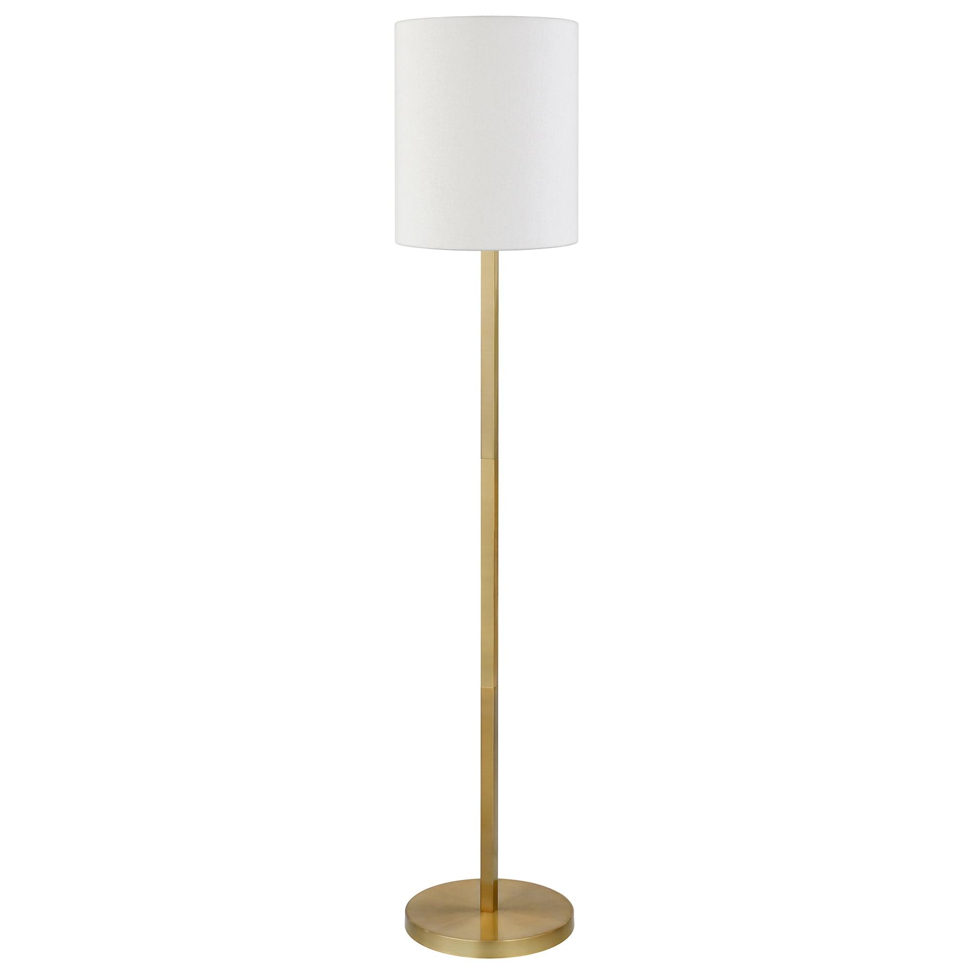 Braun Brushed Gold 62" Smart Floor Lamp with White Linen Shade