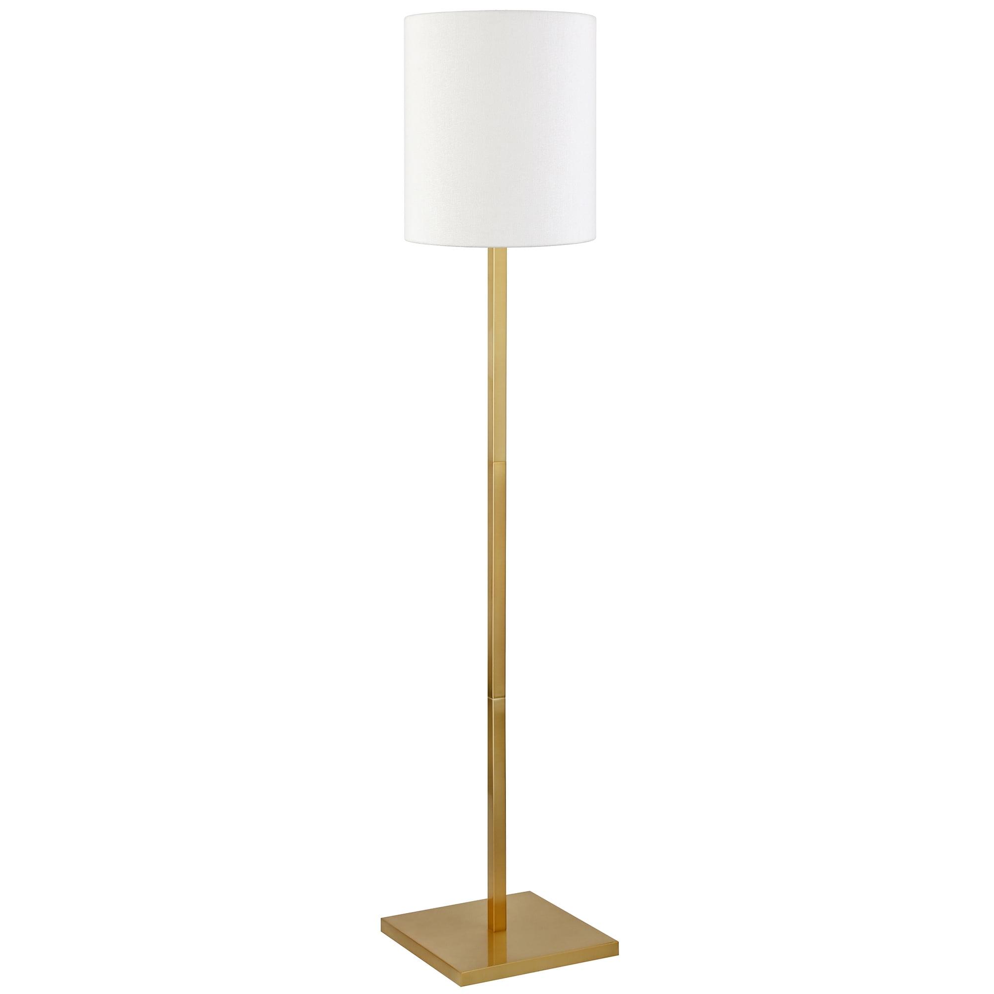 Braun 62" Brass Floor Lamp with White Linen Shade - Smart Home Compatible