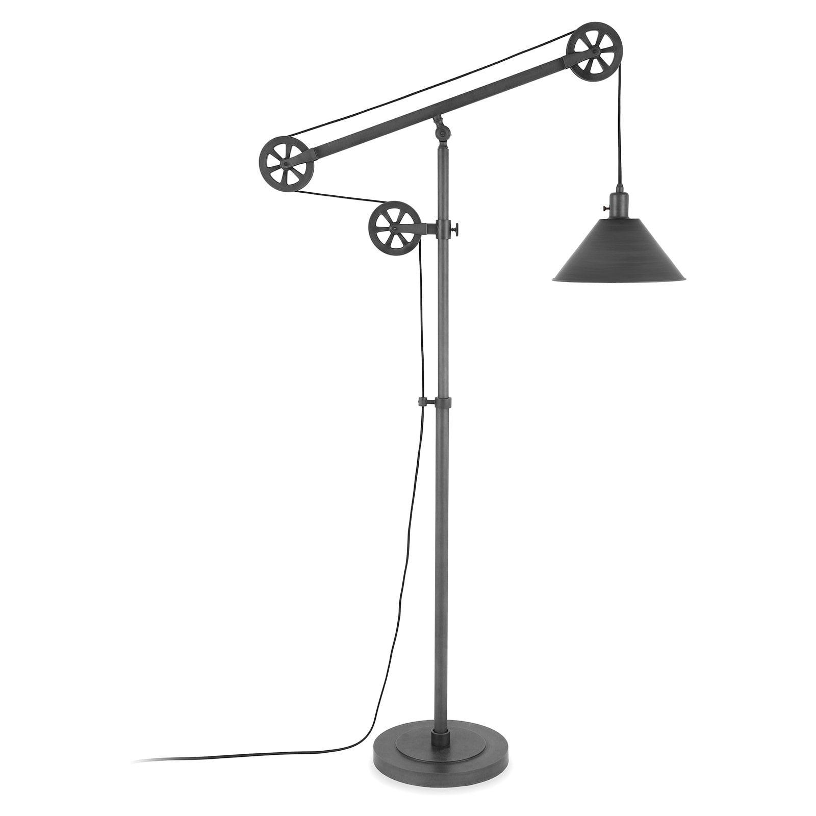 Adjustable Bronze Metal Floor Lamp with Pulley System