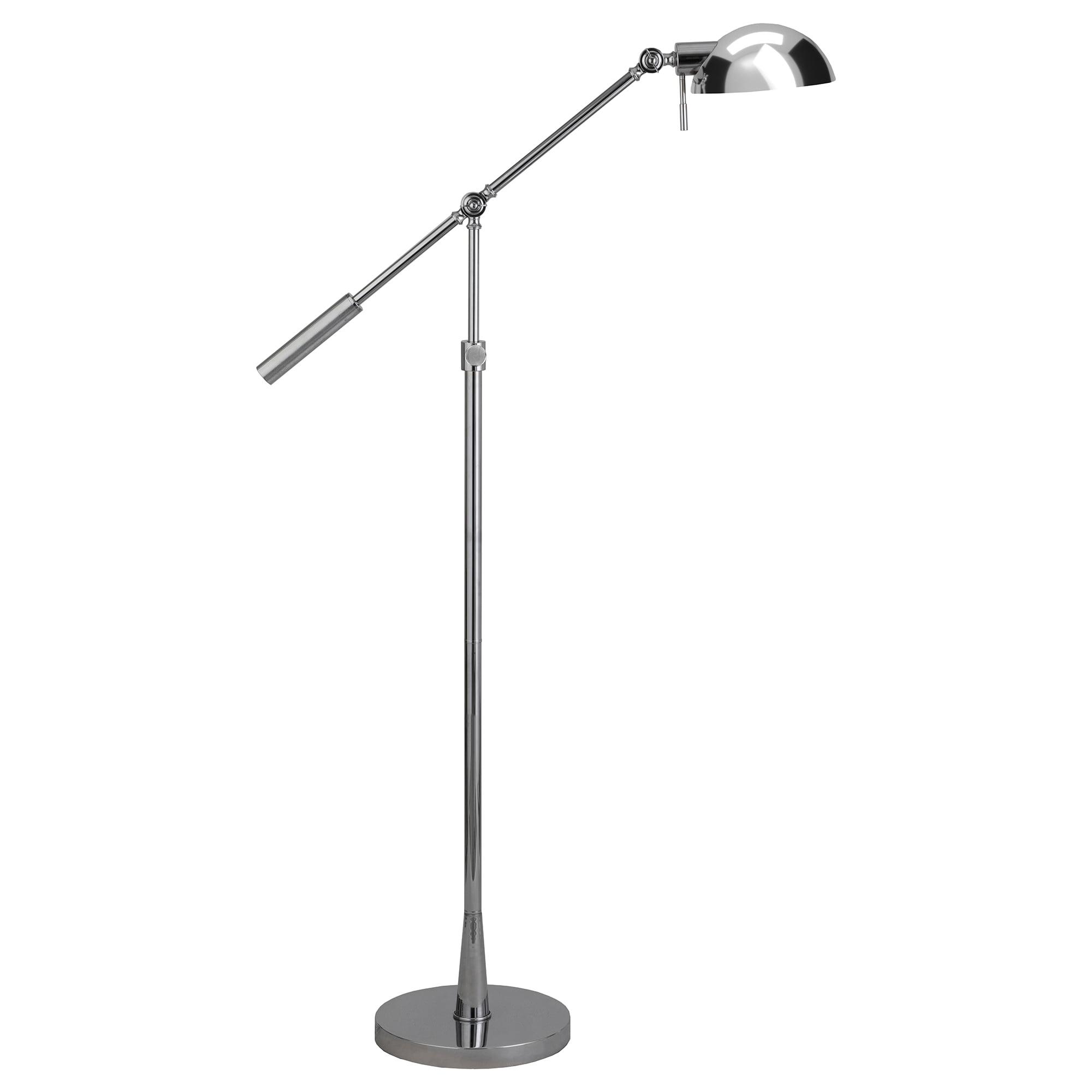 Polished Nickel Adjustable Floor Lamp with Dome Shade