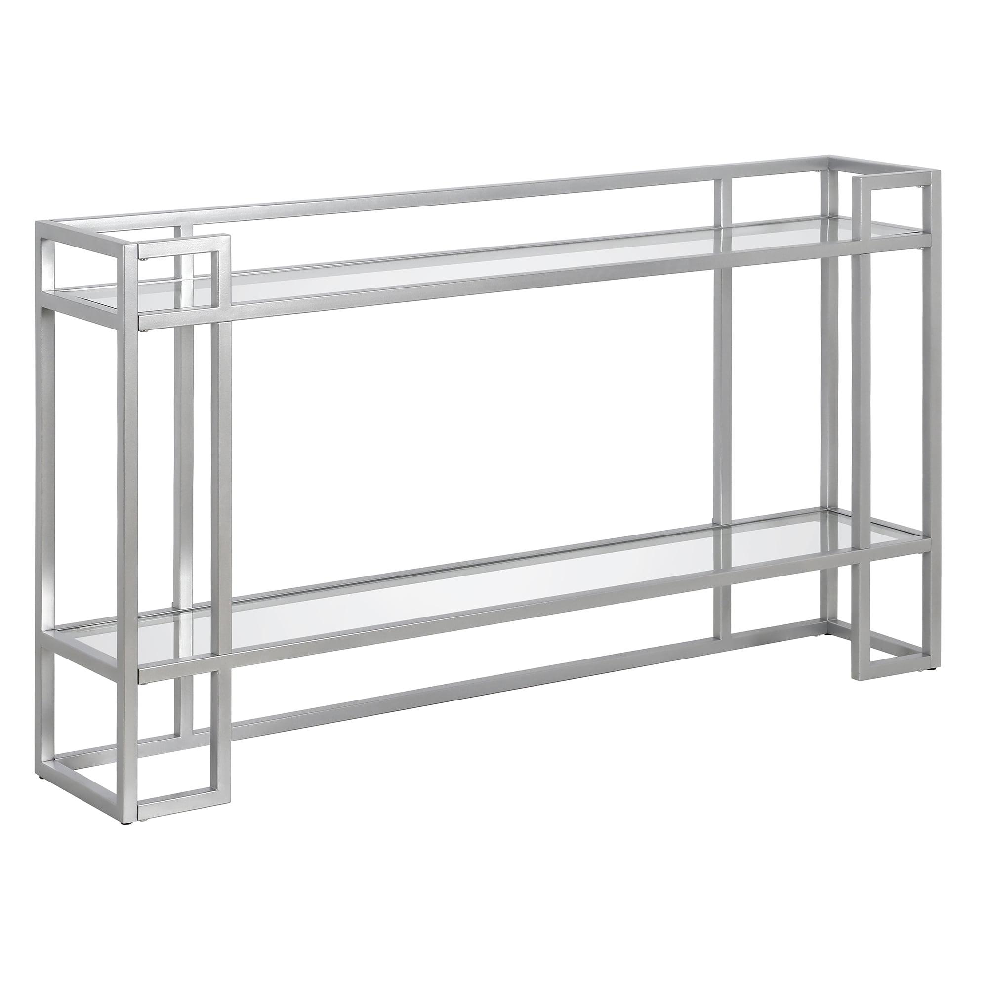 Evelyn&Zoe Uriel 52" Wide Rectangular Console Table, Silver