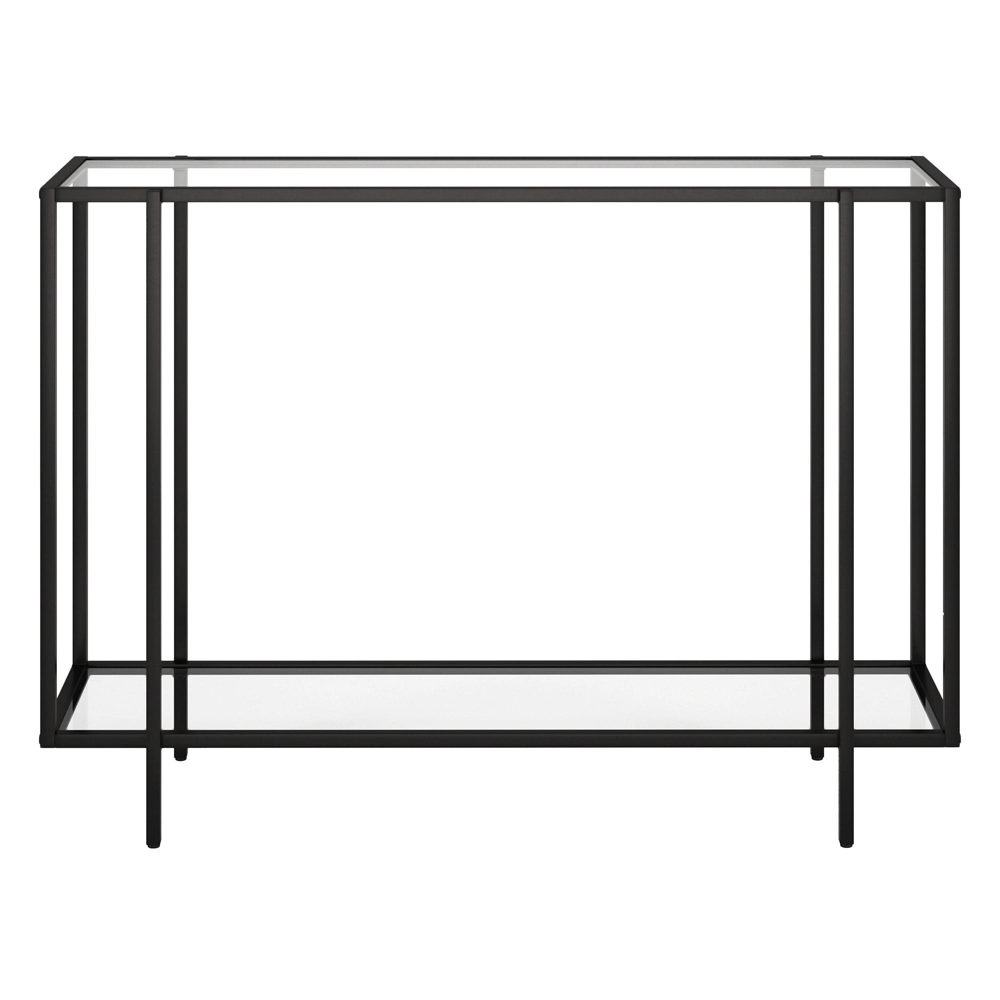Evelyn&Zoe Vireo 42" Wide Rectangular Console Table with Glass Shelf, Blackened Bronze