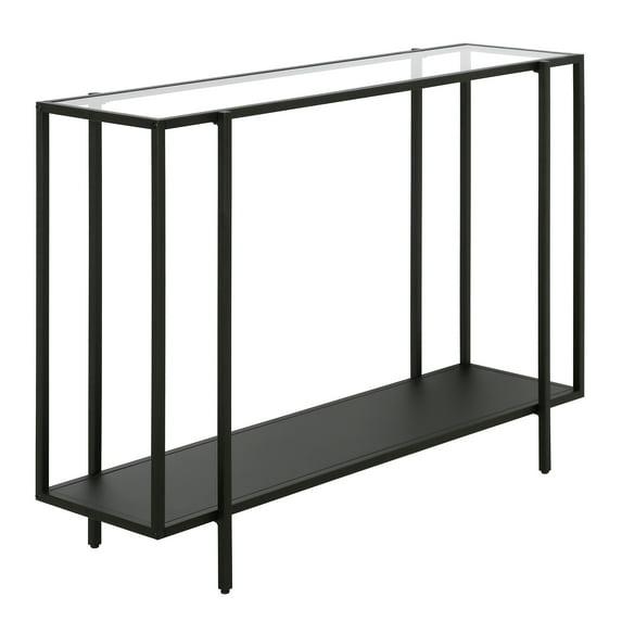 Evelyn&Zoe Vireo 42" Wide Rectangular Console Table with Metal Shelf, Blackened Bronze