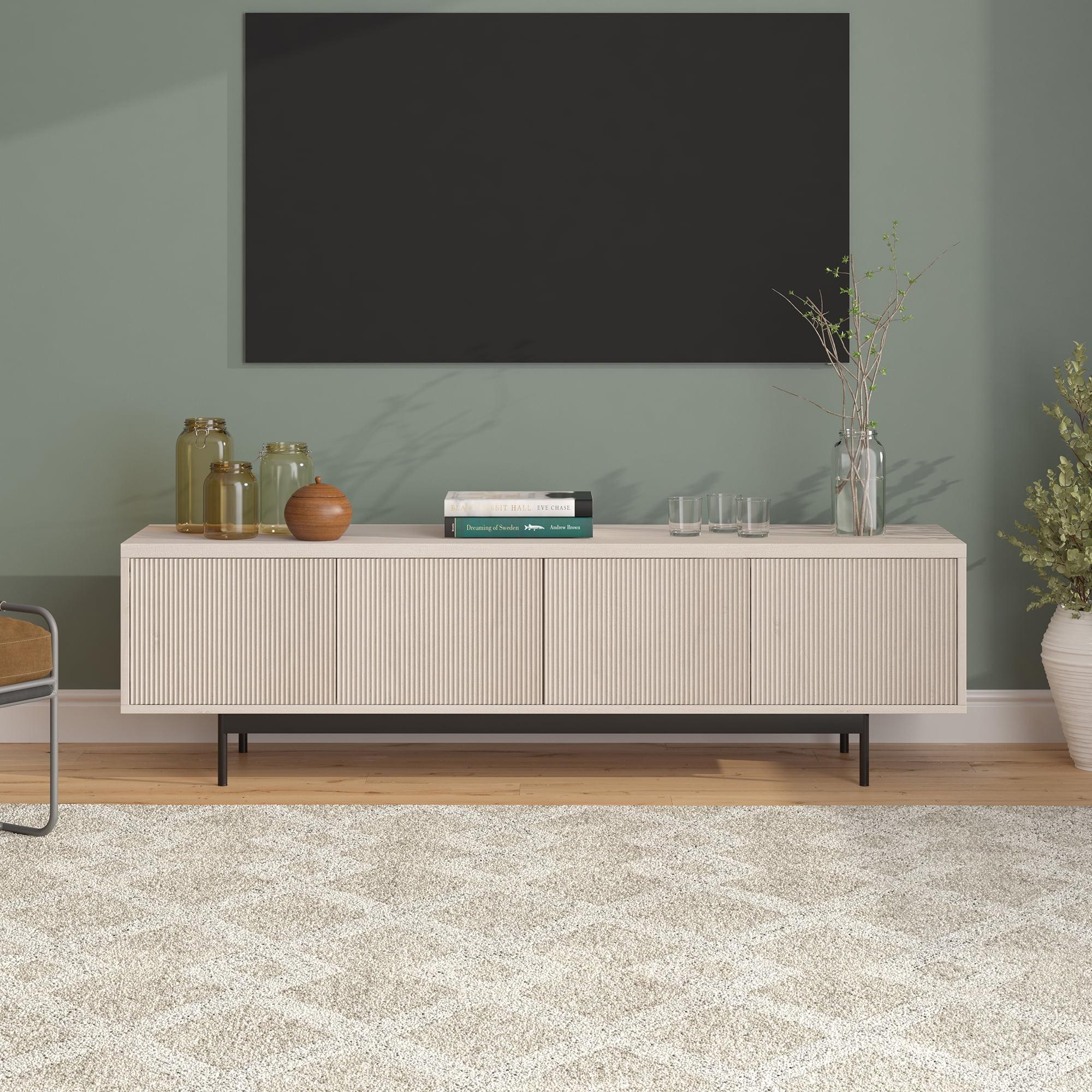 Evelyn&Zoe Whitman Rectangular TV Stand for TV's up to 75", Alder White