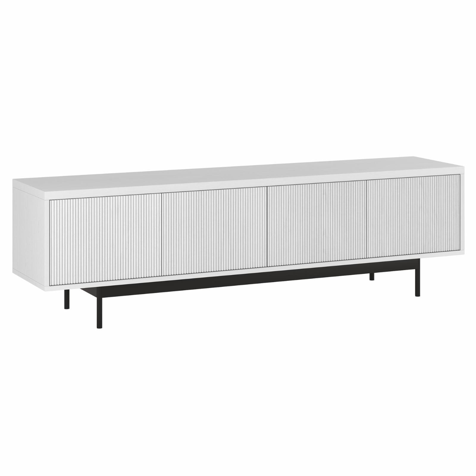 Whitman White Ridged TV Stand with Cabinet for TVs up to 75"