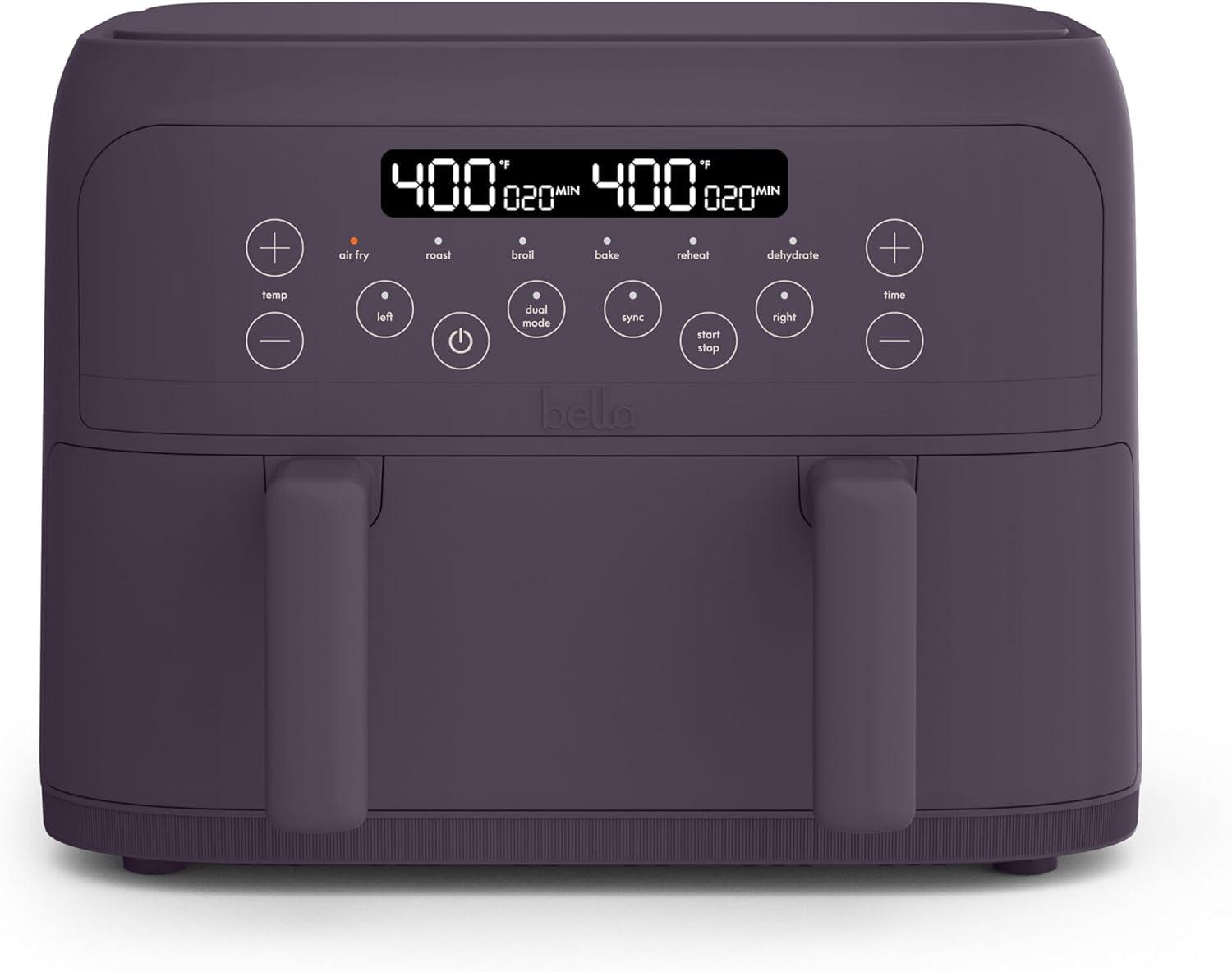 bella 4qt TriZone Air Fryer Plum