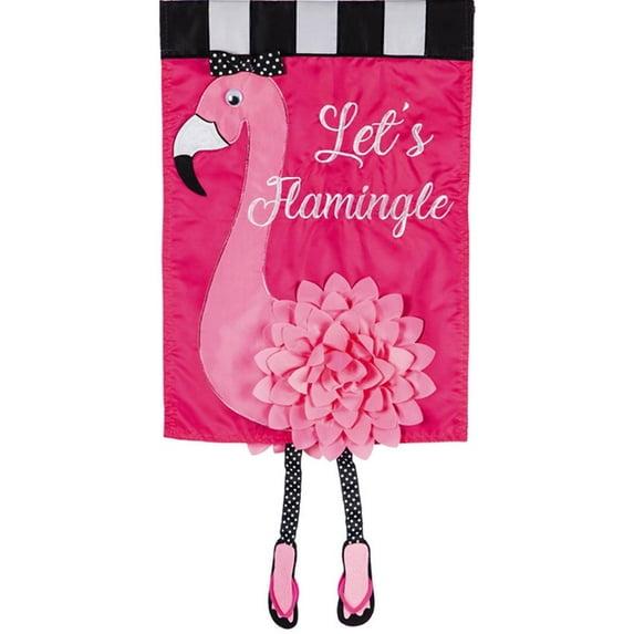 Evergreen Flag Let's Flamingle Garden Applique Flag