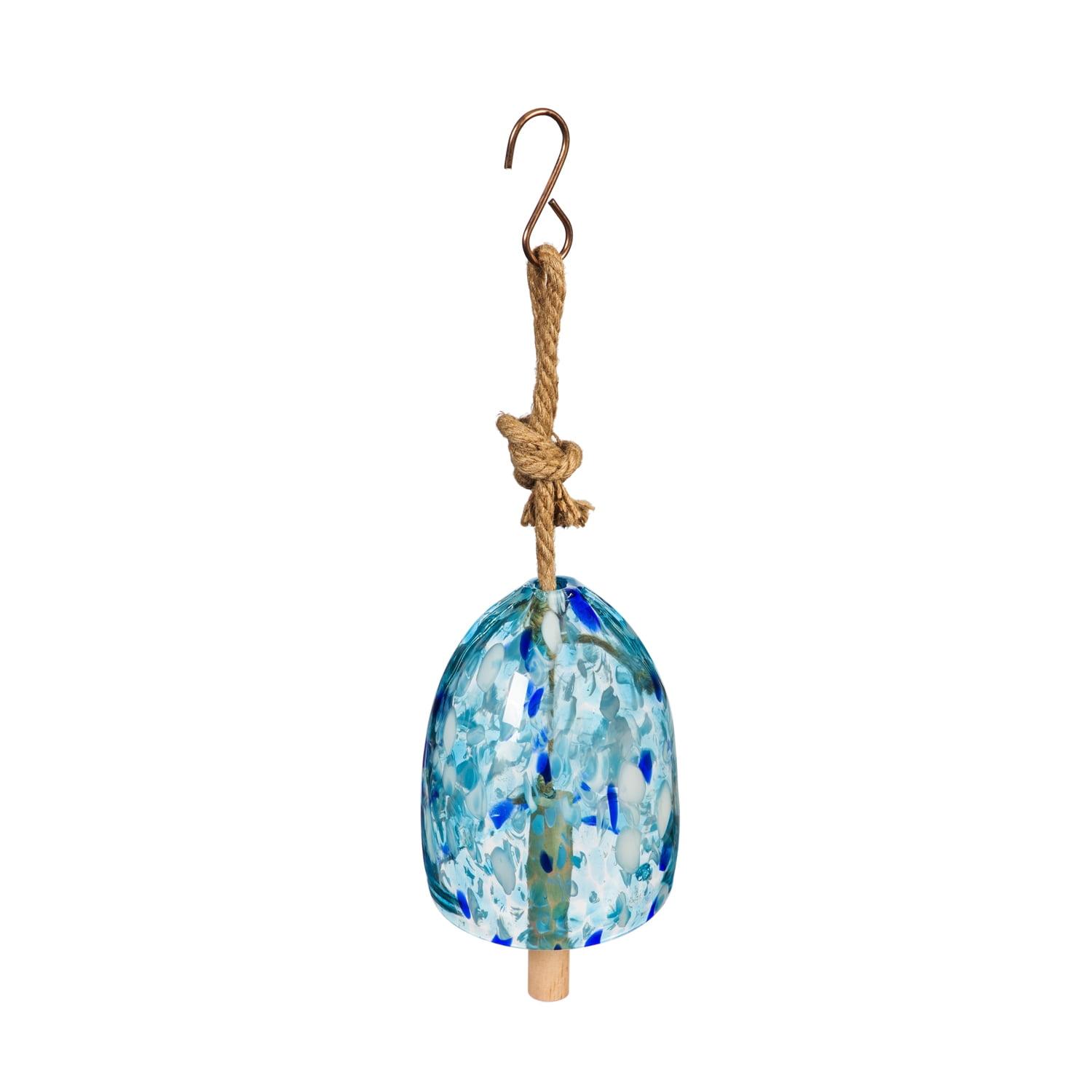 Light Blue Speckled Art Glass Bell Wind Chime