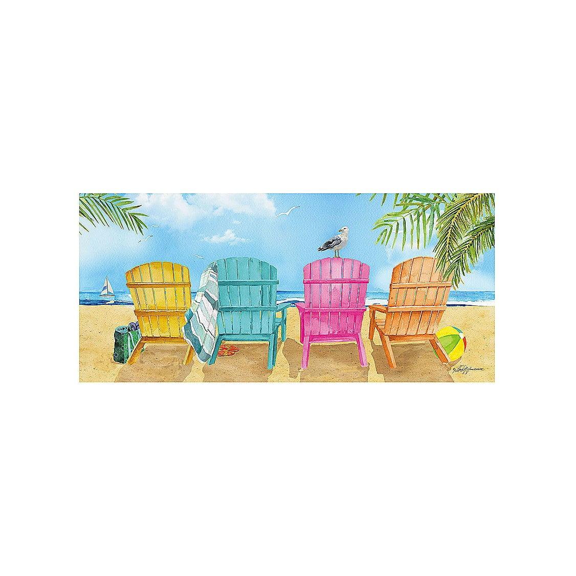 Evergreen Enterprises, Inc Beach Nautical Chairs Sassafras Switch 22 in. x 10 in. Non-Slip Indoor Door Mat
