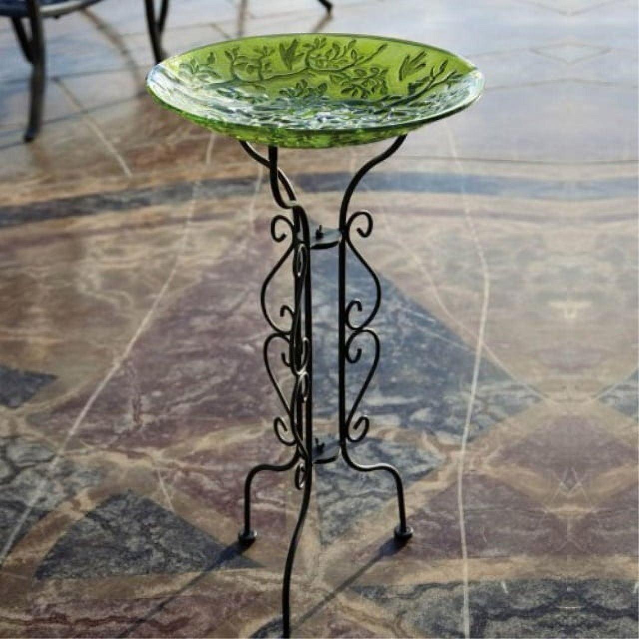 Tall Black Metal Scroll Bird Bath Stand