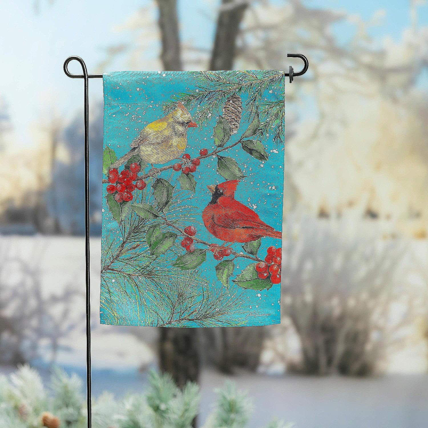 Evergreen Cardinal Couple Suede Garden Flag 12 x 18 Inches Indoor Outdoor Decor