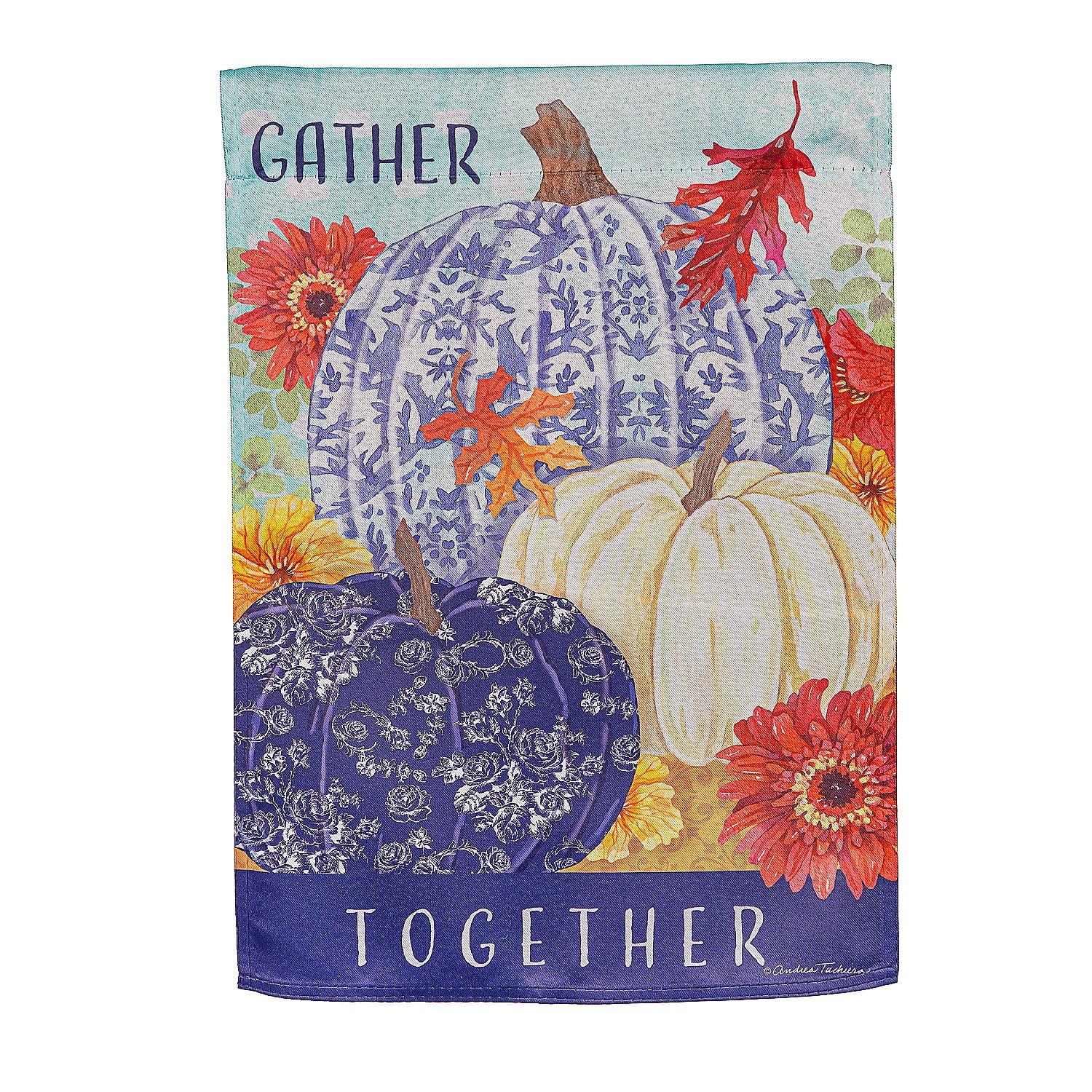 Evergreen Changing Seasons Pumpkins Suede Garden Flag 12 x 18 Inches Indoor Outdoor Decor