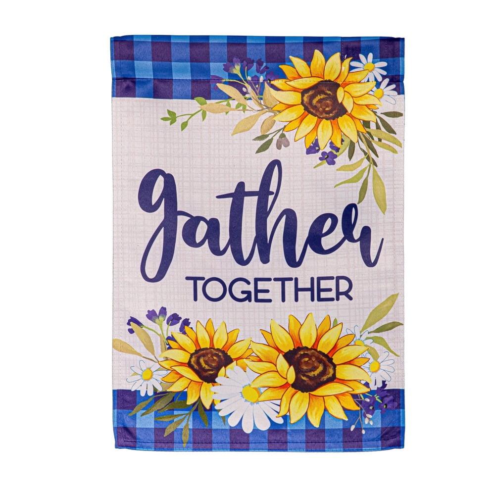 Gather Together Sunflower Suede Garden Flag 12 x 18 Inches