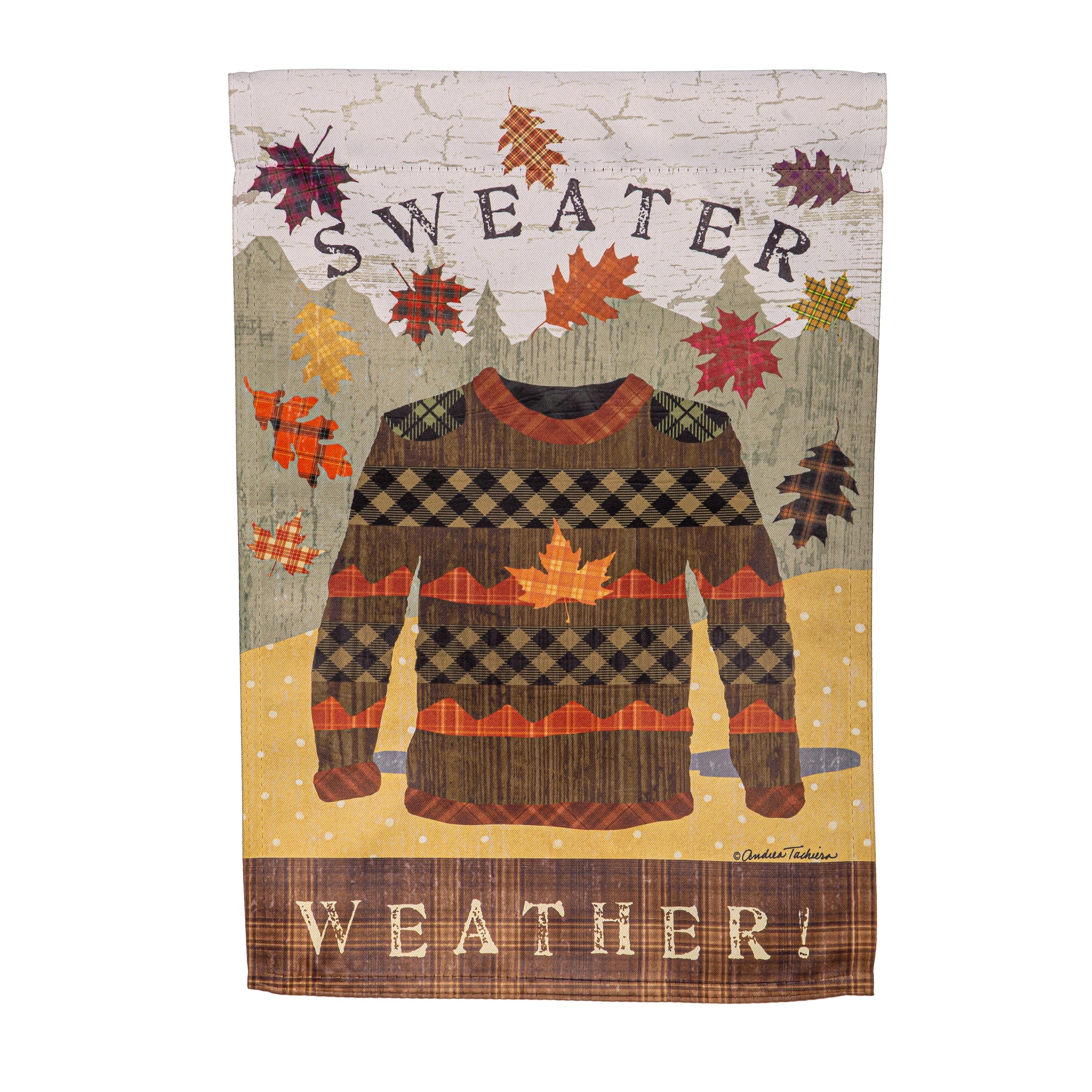 Sweater Weather Fall Harvest Suede Garden Flag