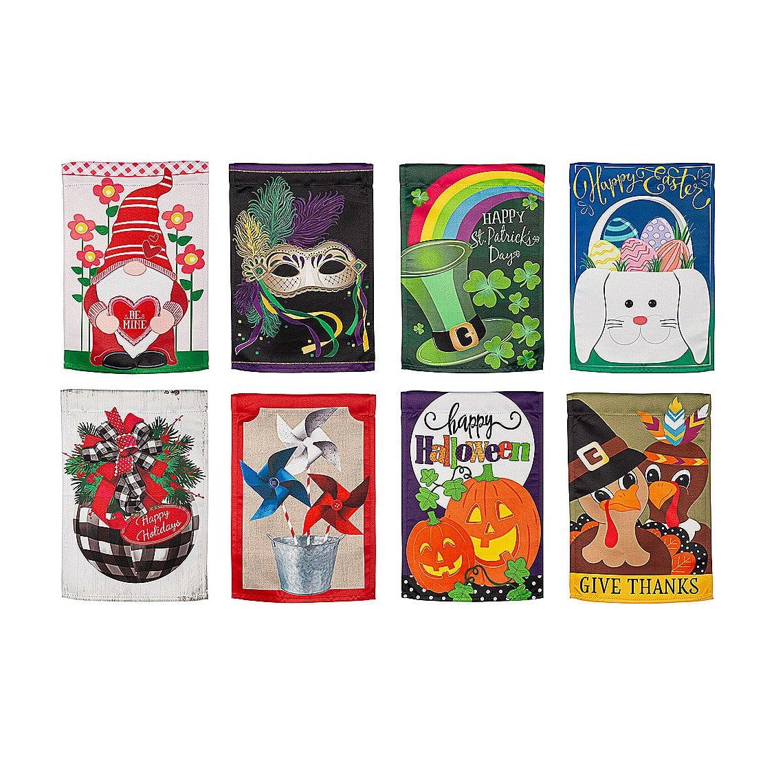 Whimsical Multicolor Polyester Seasonal Garden Flag Set