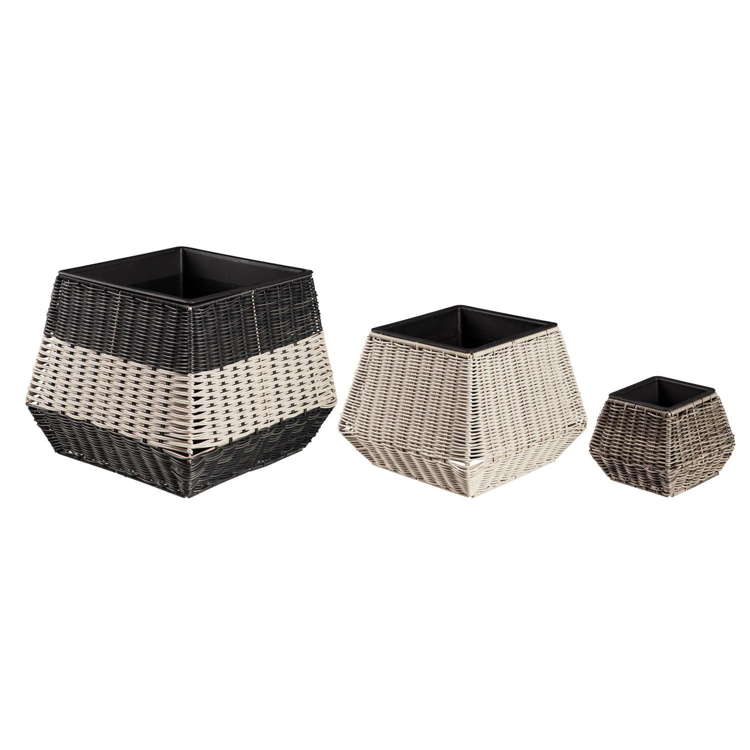 Evergreen Short Resin Wicker Planter Set of 3