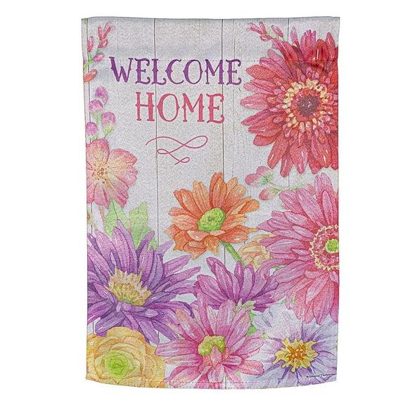 Evergreen Welcome Home Spring Suede Garden Flag 12 x 18 Inches Indoor Outdoor Decor