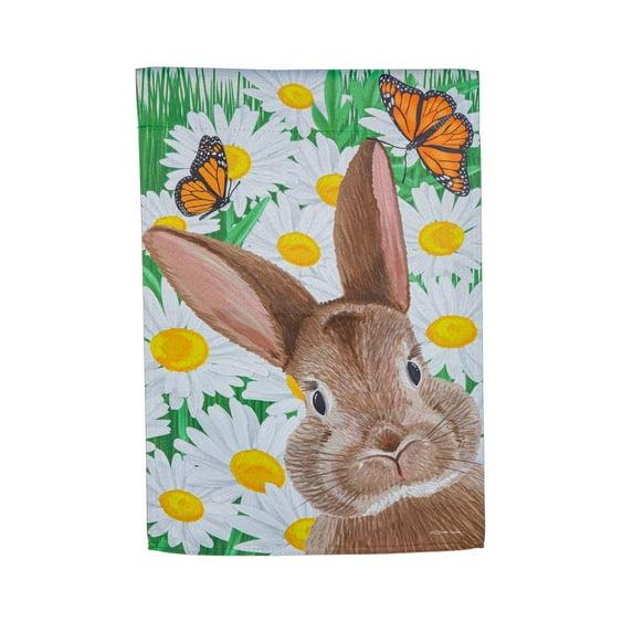 Evergreen Hello Bunny Suede House Flag 28 x 44 Inches Outdoor Decor for Homes and Gardens