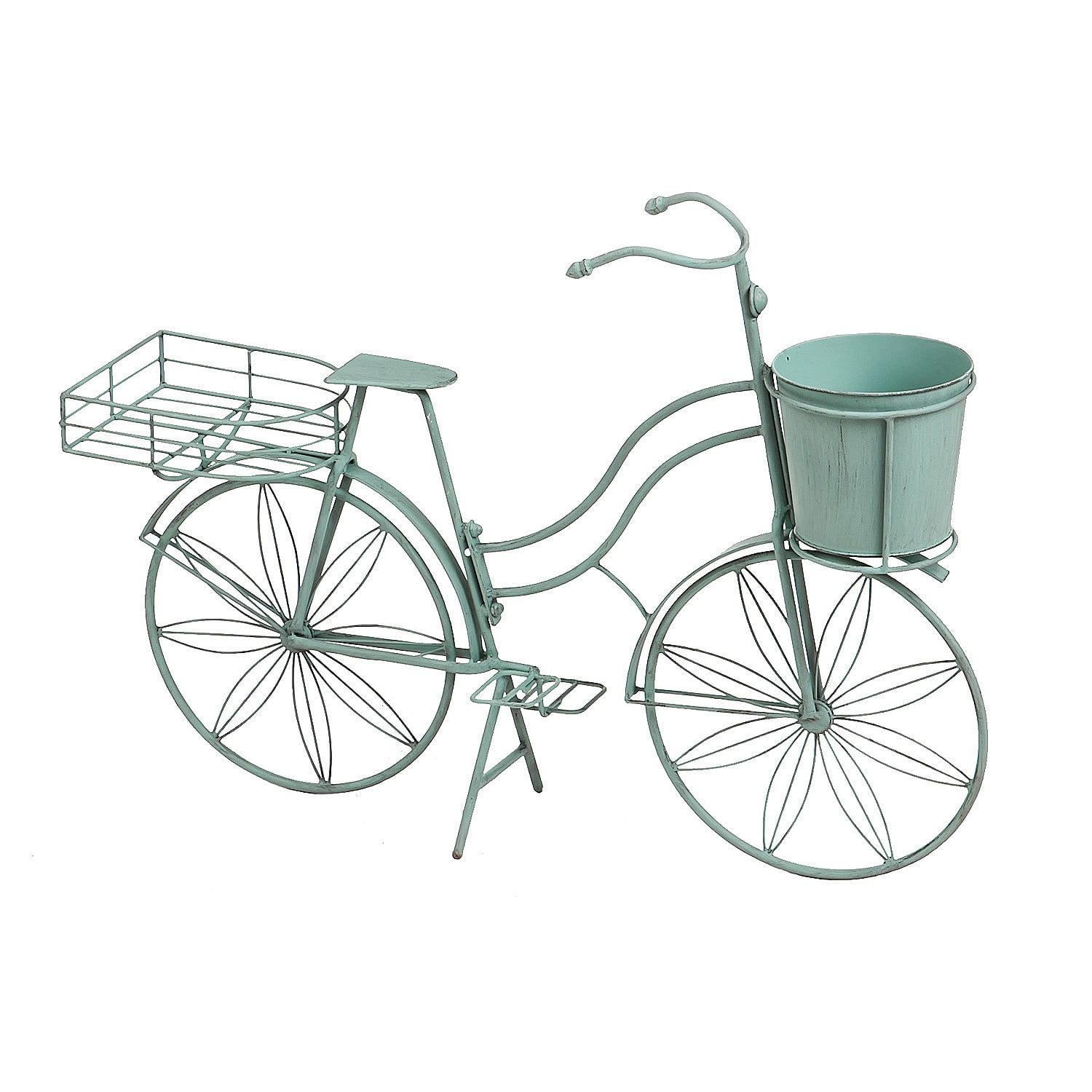 Evergreen Vintage Teal Bicycle Planter Outdoor Safe Decor