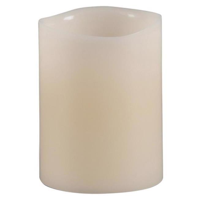 Everlasting Glow  Bisque Vanilla Scent Wavy Edge Pillar Flameless Flickering Candle