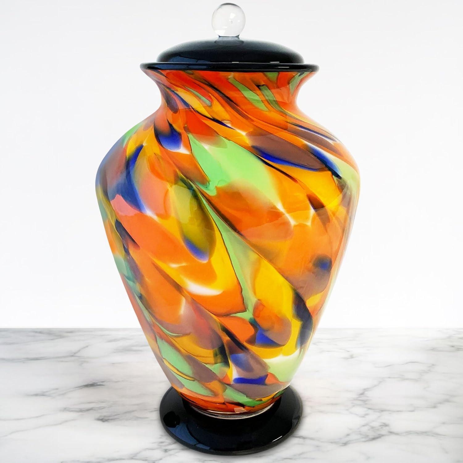 Everlight Memorials Autumn Radiance Hand Blown Glass Cremation Urns for Human Ashes