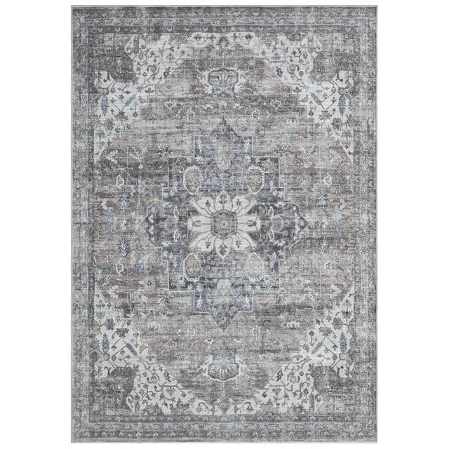Everwash™ Callaghan Esther Bohemian Medallion Machine Washable Area Rug, Grey, 5'2"x7'2"