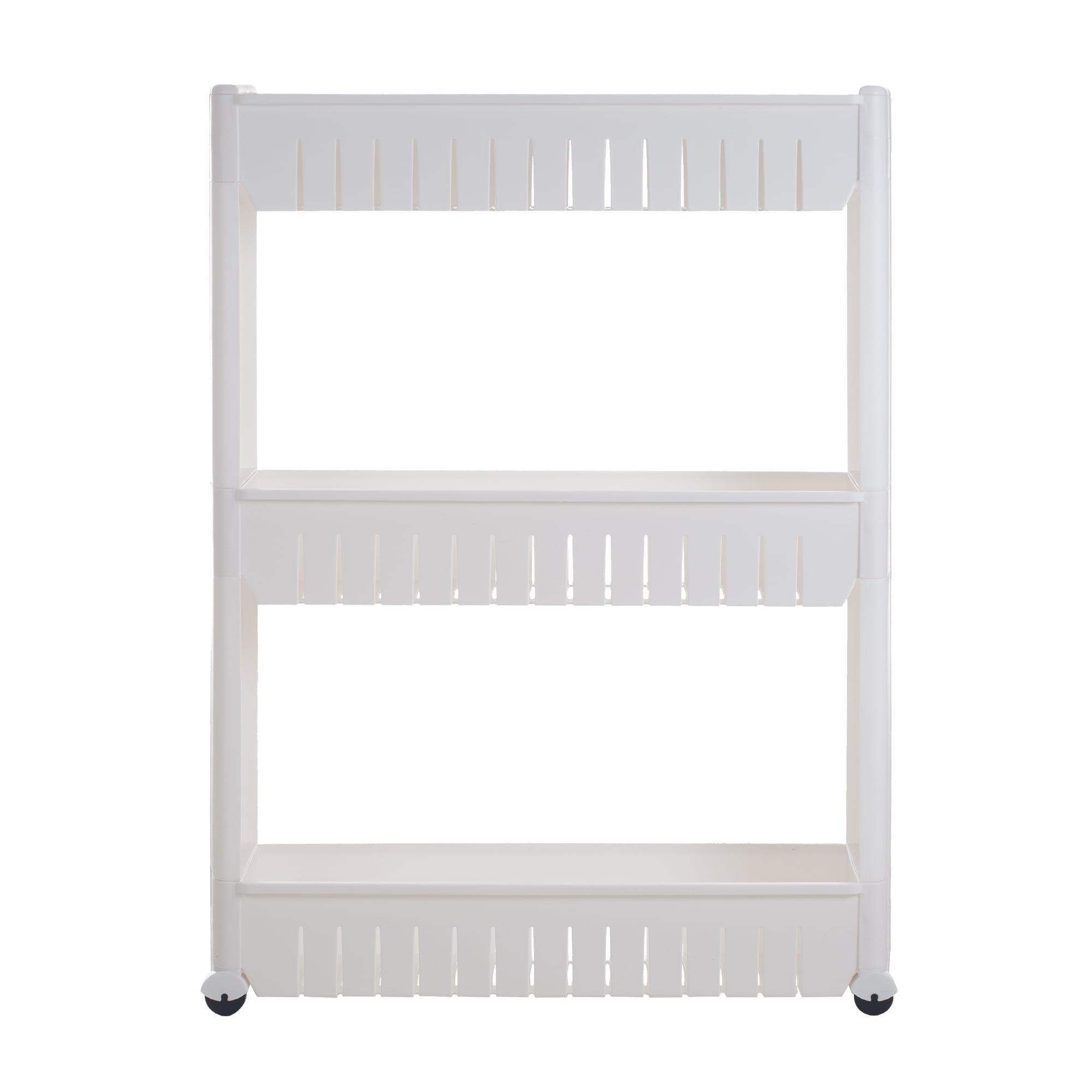 White 3-Tier Slim Rolling Storage Cart for Tight Spaces