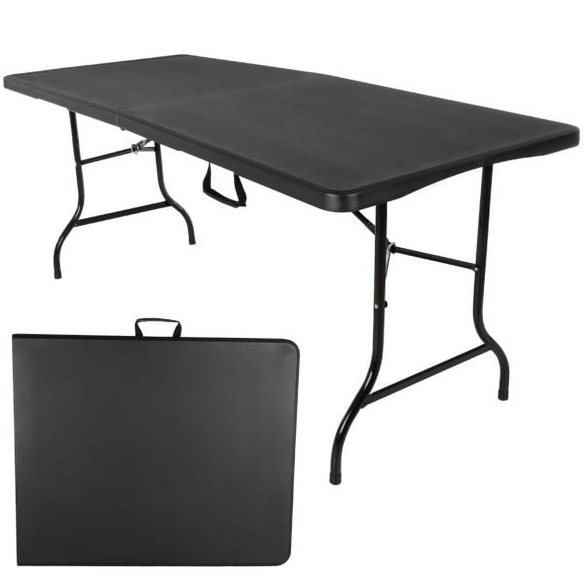 Hasting Home Adjustable Folding Table - Plastic Utility Tabletop