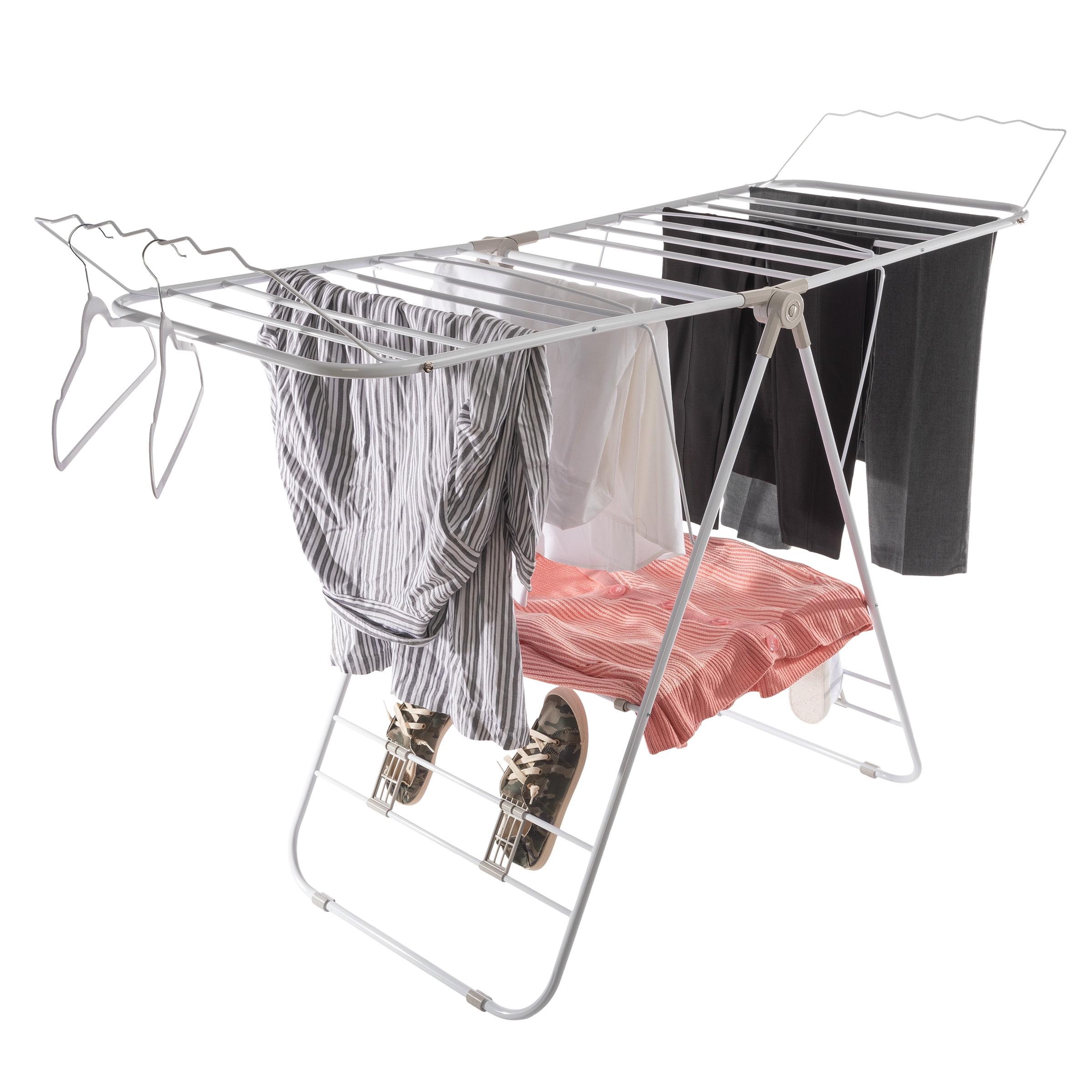 Clothes Drying Rack - Indoor/Outdoor Portable Laundry Rack for Clothing, Towels, Shoes and More - Collapsible Clothes Stand by Everyday Home (White)