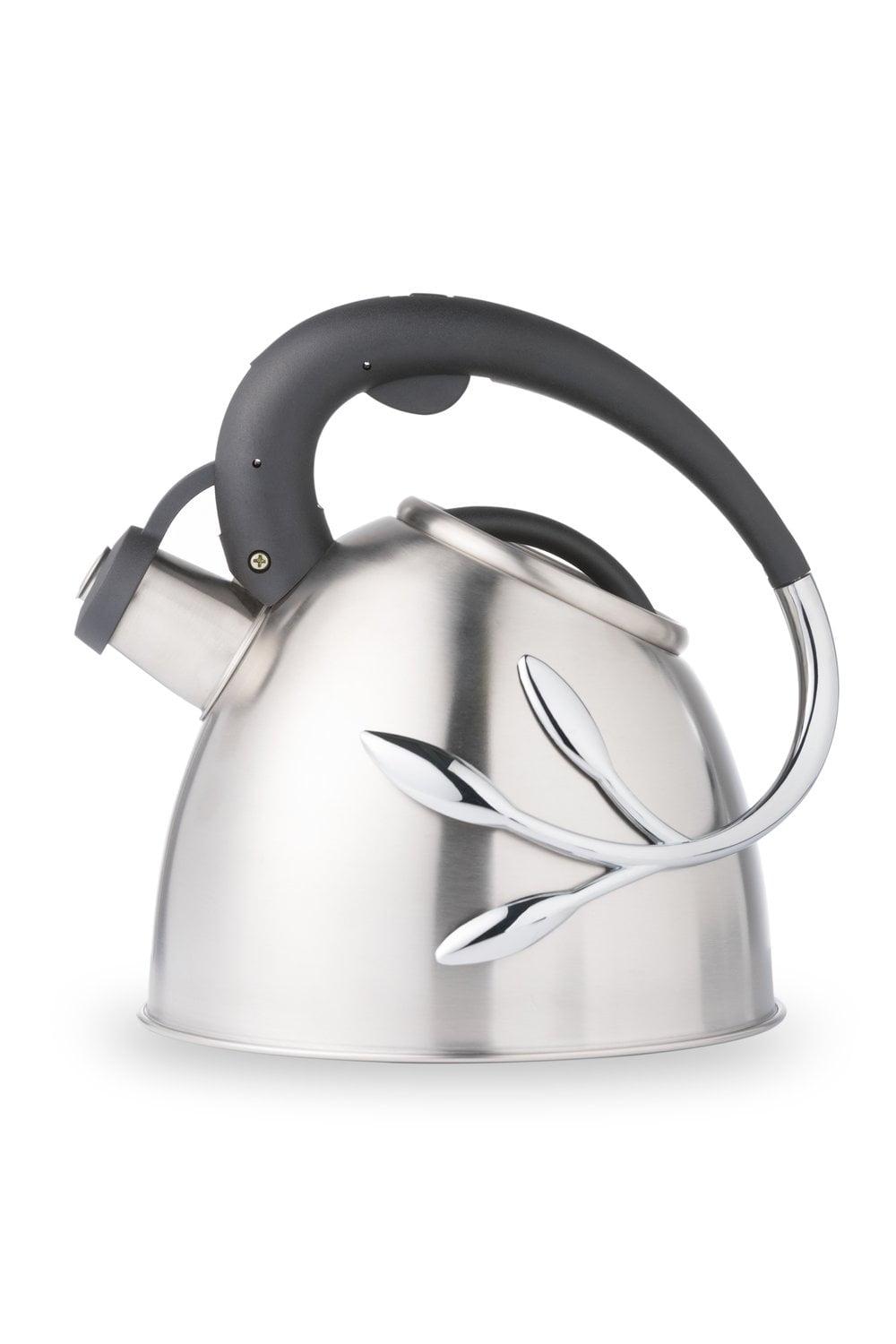 Vine Design Silver Stainless Steel Whistling Teapot