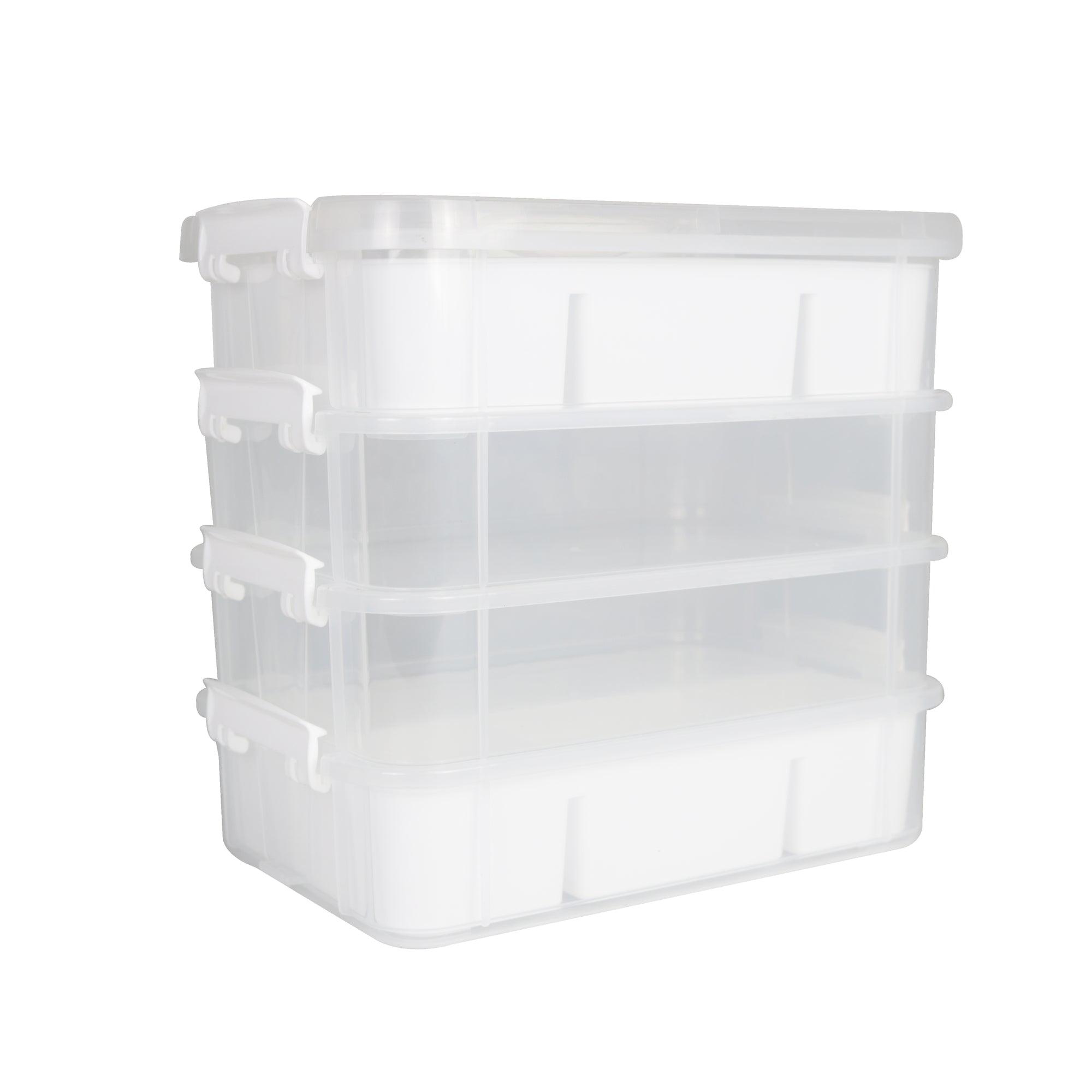 Clear 4-Tier Stackable Plastic Storage Box with Lids