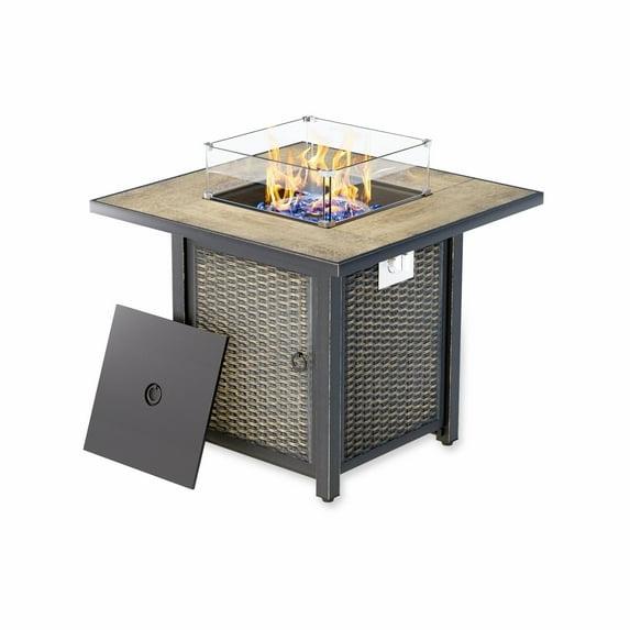 30" Outdoor Propane Gas Fire Pit Table Square Fire Table for Garden/Patio/Party