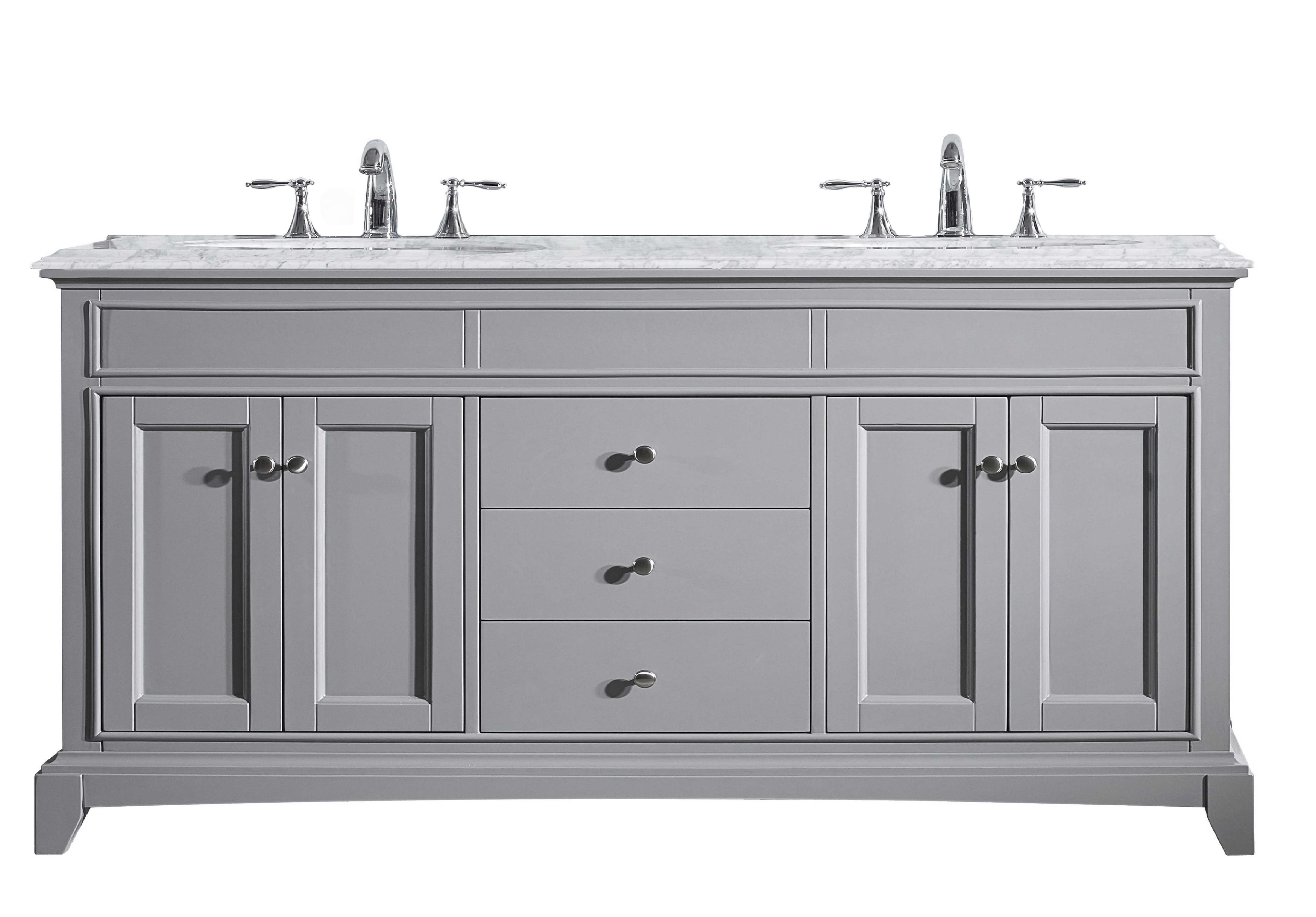 Gray Marble Double Sink Freestanding Bathroom Vanity