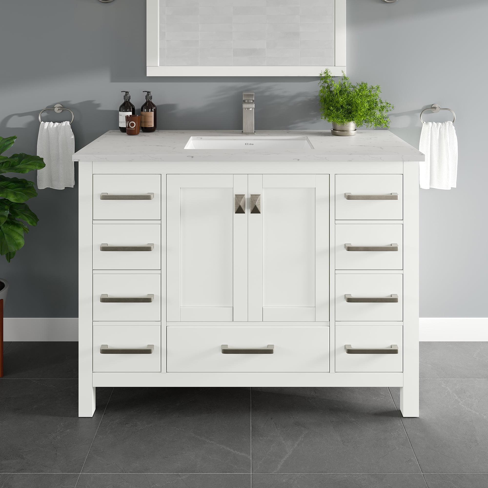 42" White Carrara Marble Single Bathroom Vanity