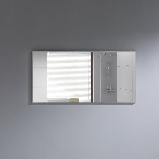 Eviva Sax 60" Brushed Chrome Metal Frame Bathroom Wall Mirror