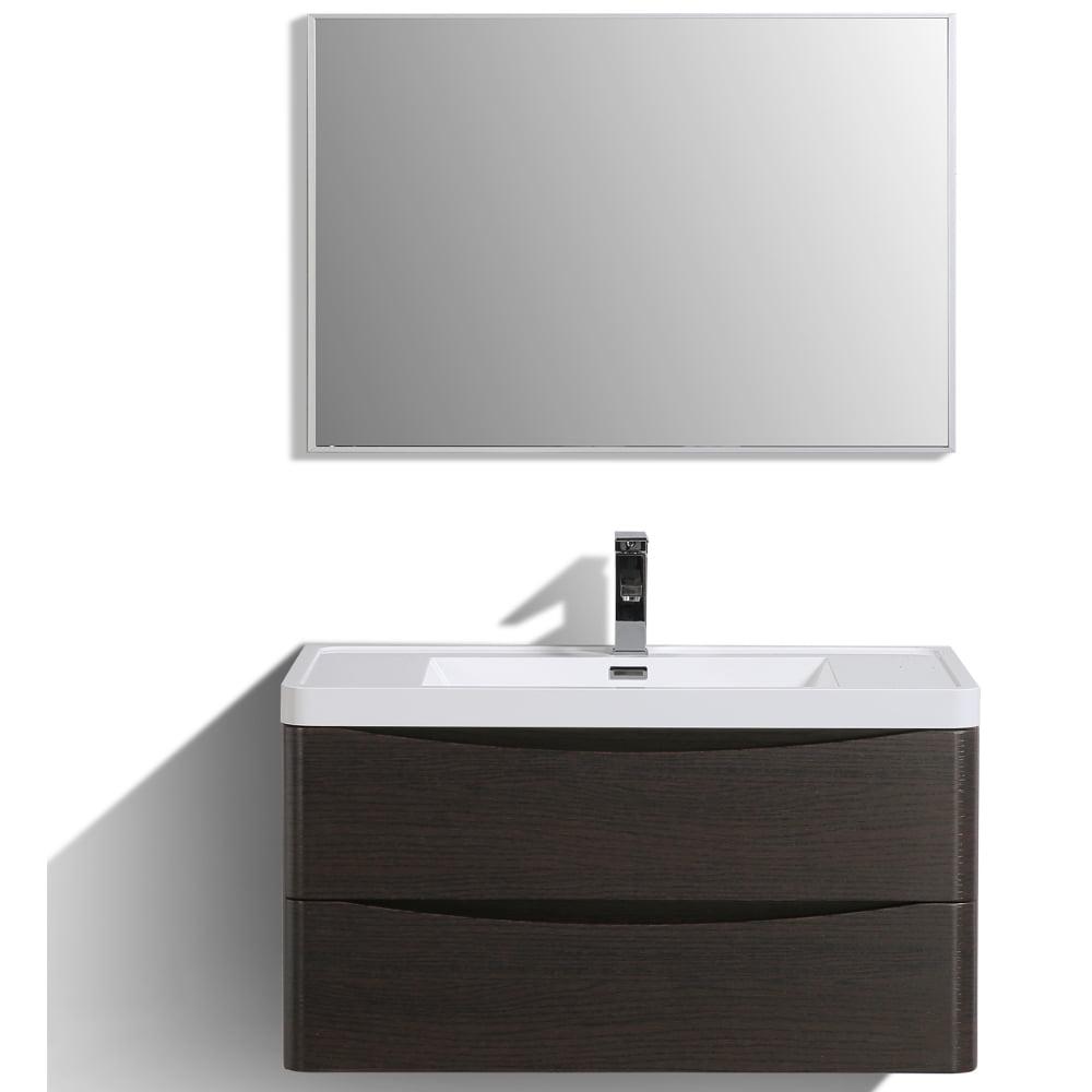 Modern Floating Bathroom Vanity Set with Integrated Sink - 36" Chestnut