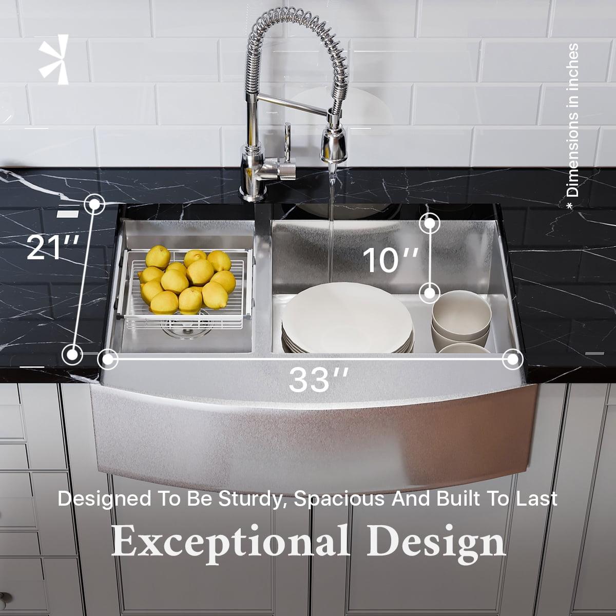 33.5'' Stainless Steel Farmhouse Double Bowl Kitchen Sink