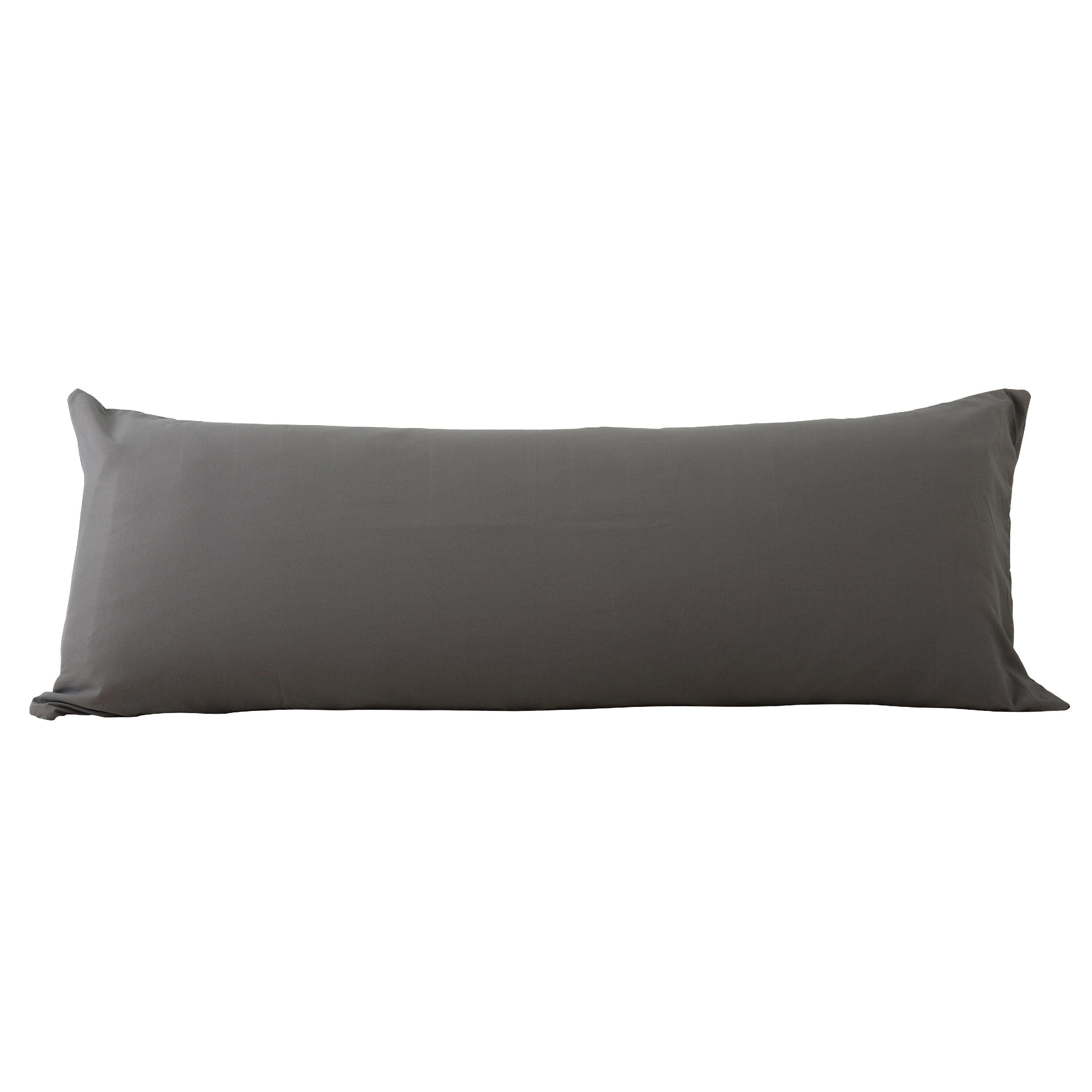 Charcoal Grey Polyester Body Pillow Cover with Hidden Zipper