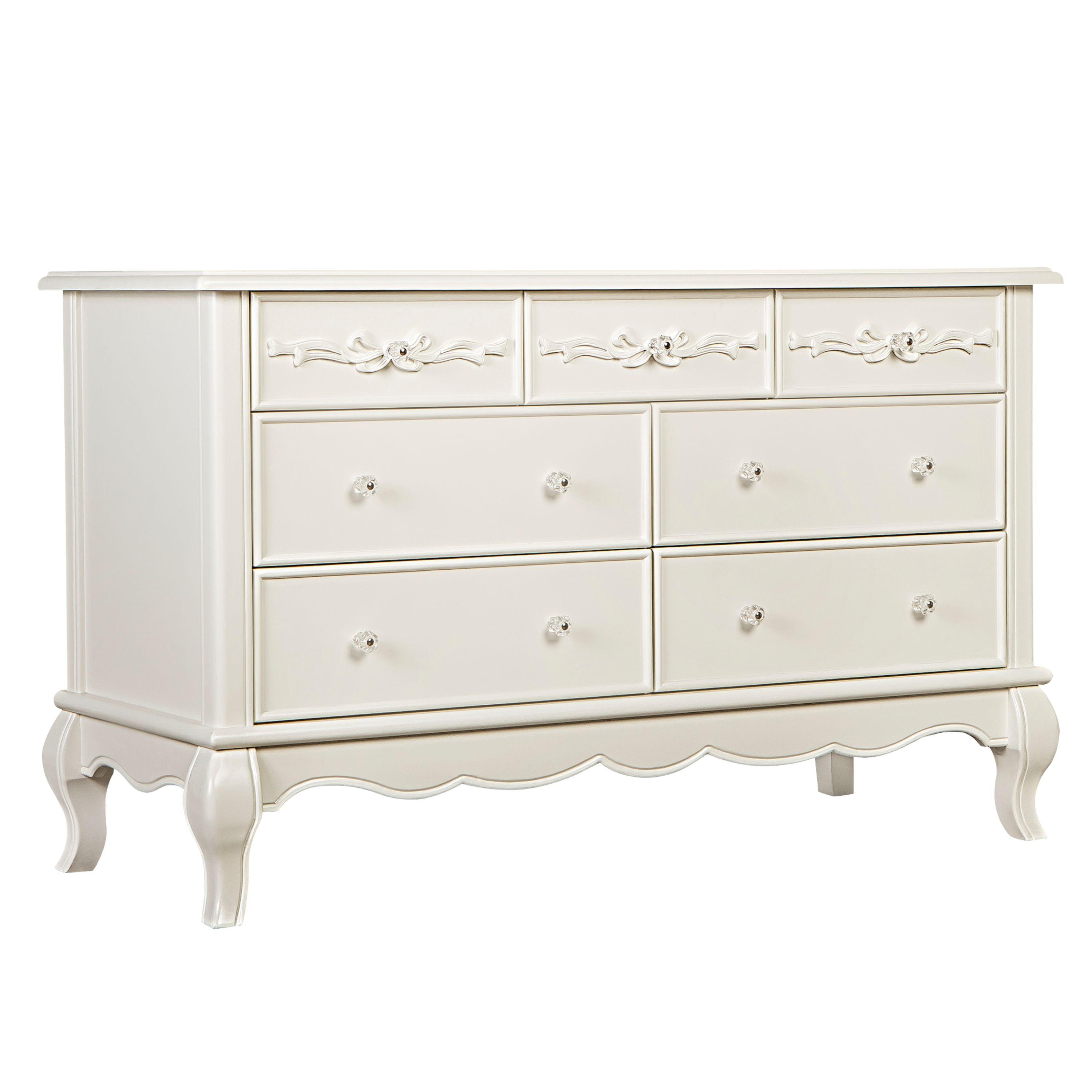 Enchanted Ivory Lace Double Dresser with Dovetail Drawers